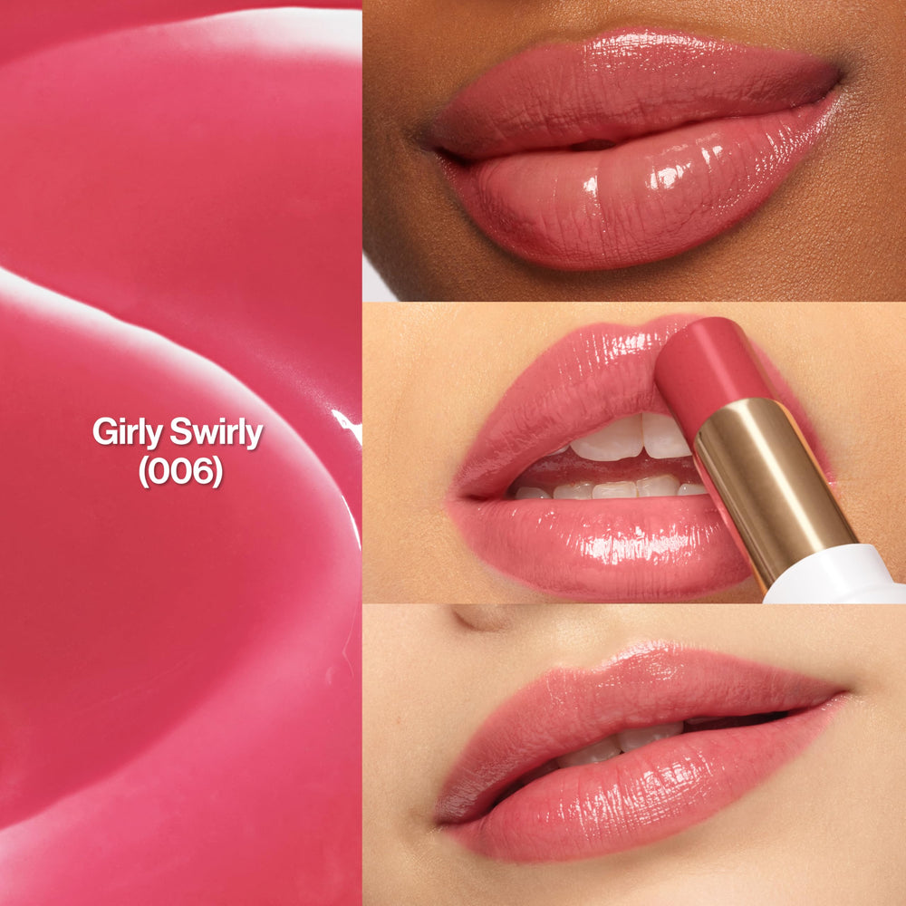 REVLON Glass Shine Balm final lip look shows glossy, comfortable wear.