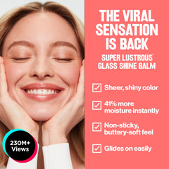 REVLON Glass Shine Balm Girly Swirly swatch displays soft pink with luminous gloss.