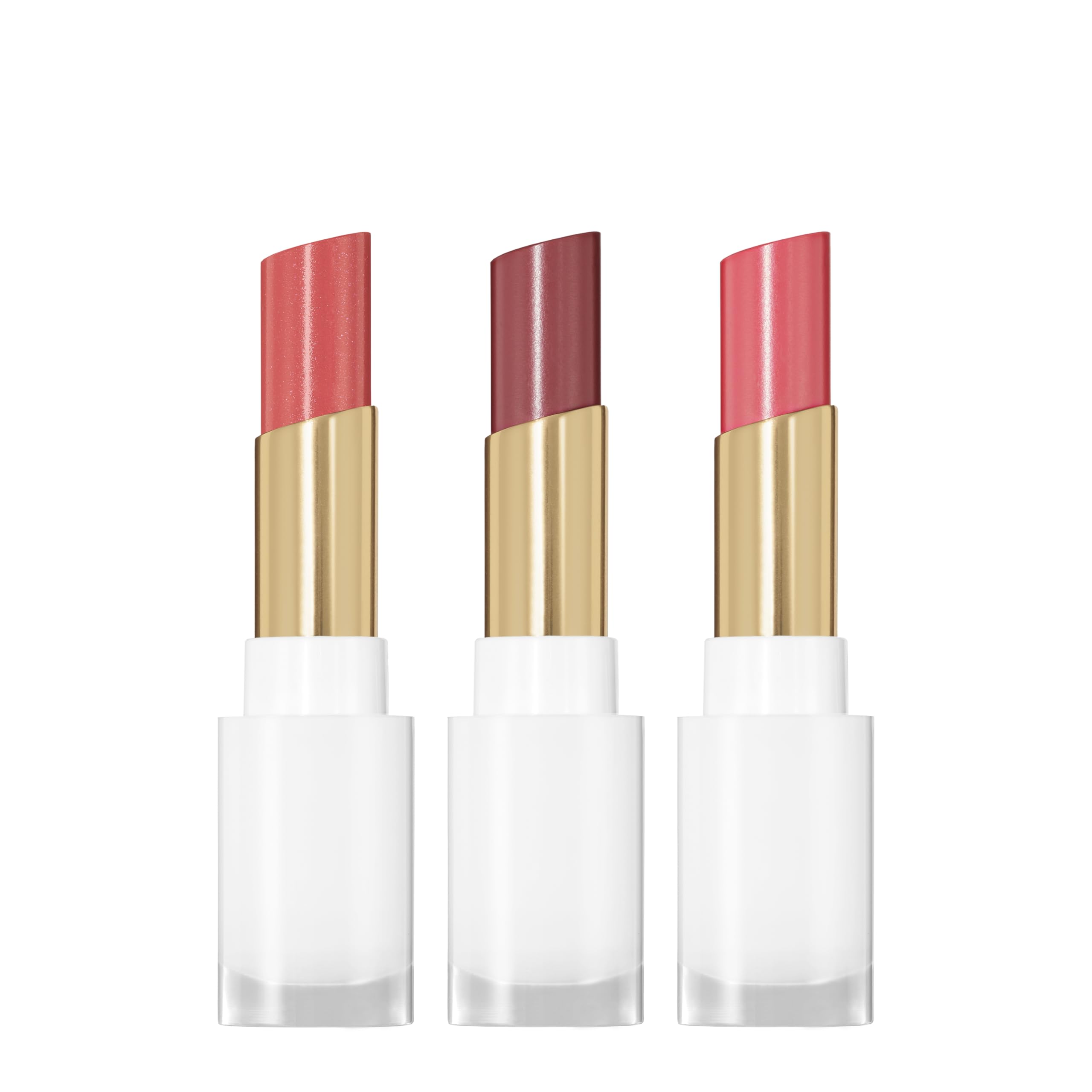 REVLON Glass Shine Balm Honey Shine swatch shows hydrating sheer coral-rose color.