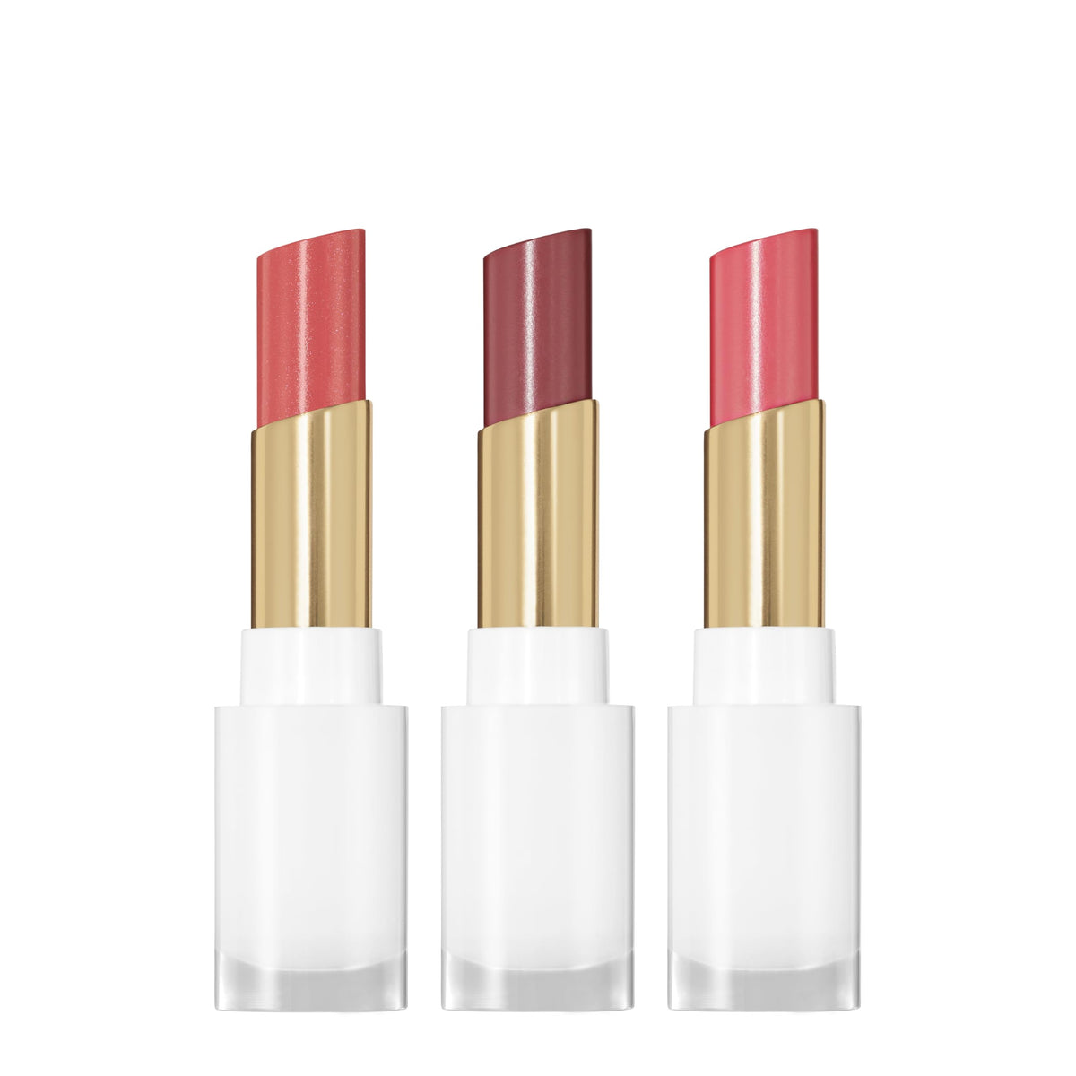 REVLON Glass Shine Balm Honey Shine swatch shows hydrating sheer coral-rose color.