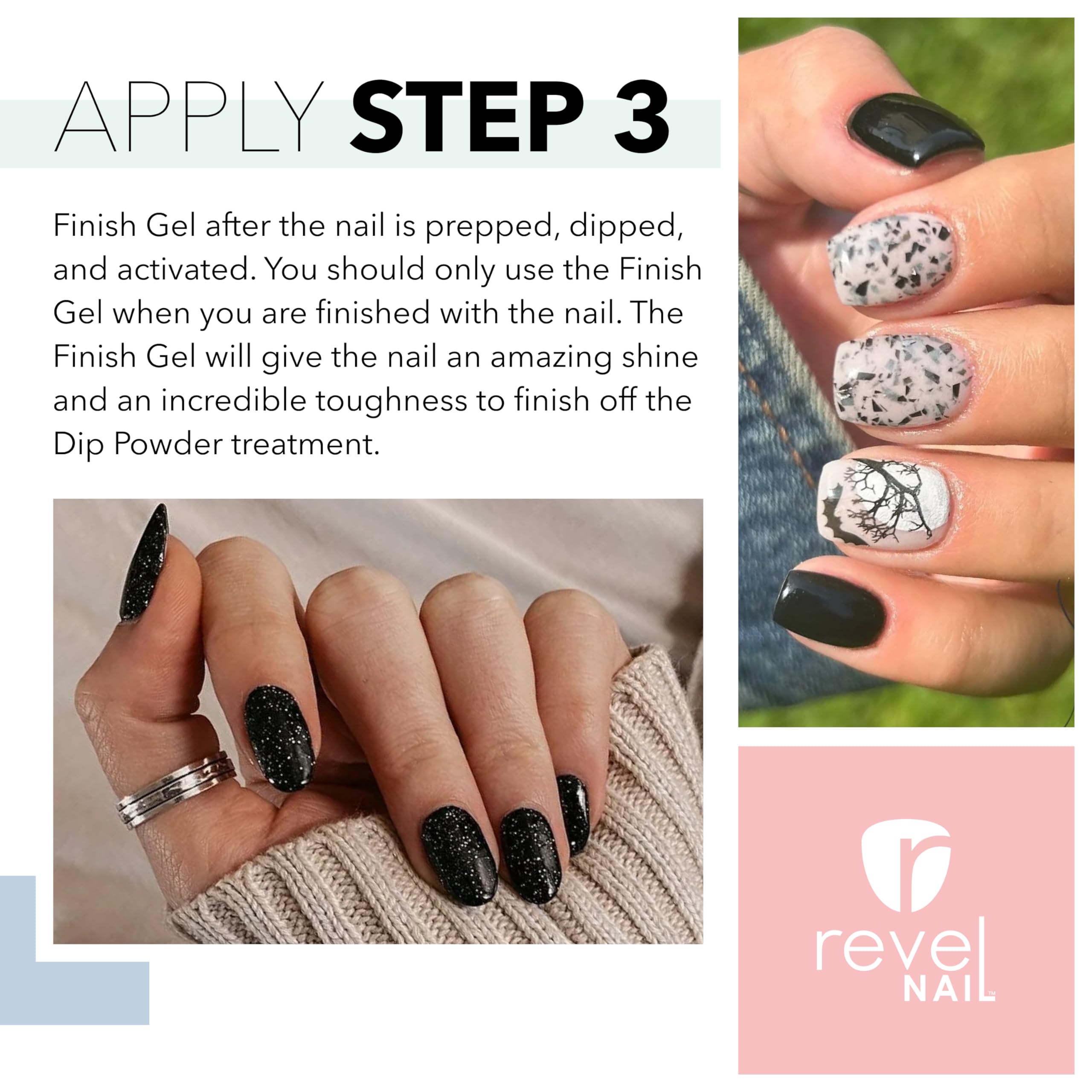 Polvo de inmersión Revel Nail sin UV, color duradero sin lámpara.