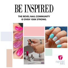 Paso tres de Revel Nail para uñas de inmersión, acabado suave y duradero.