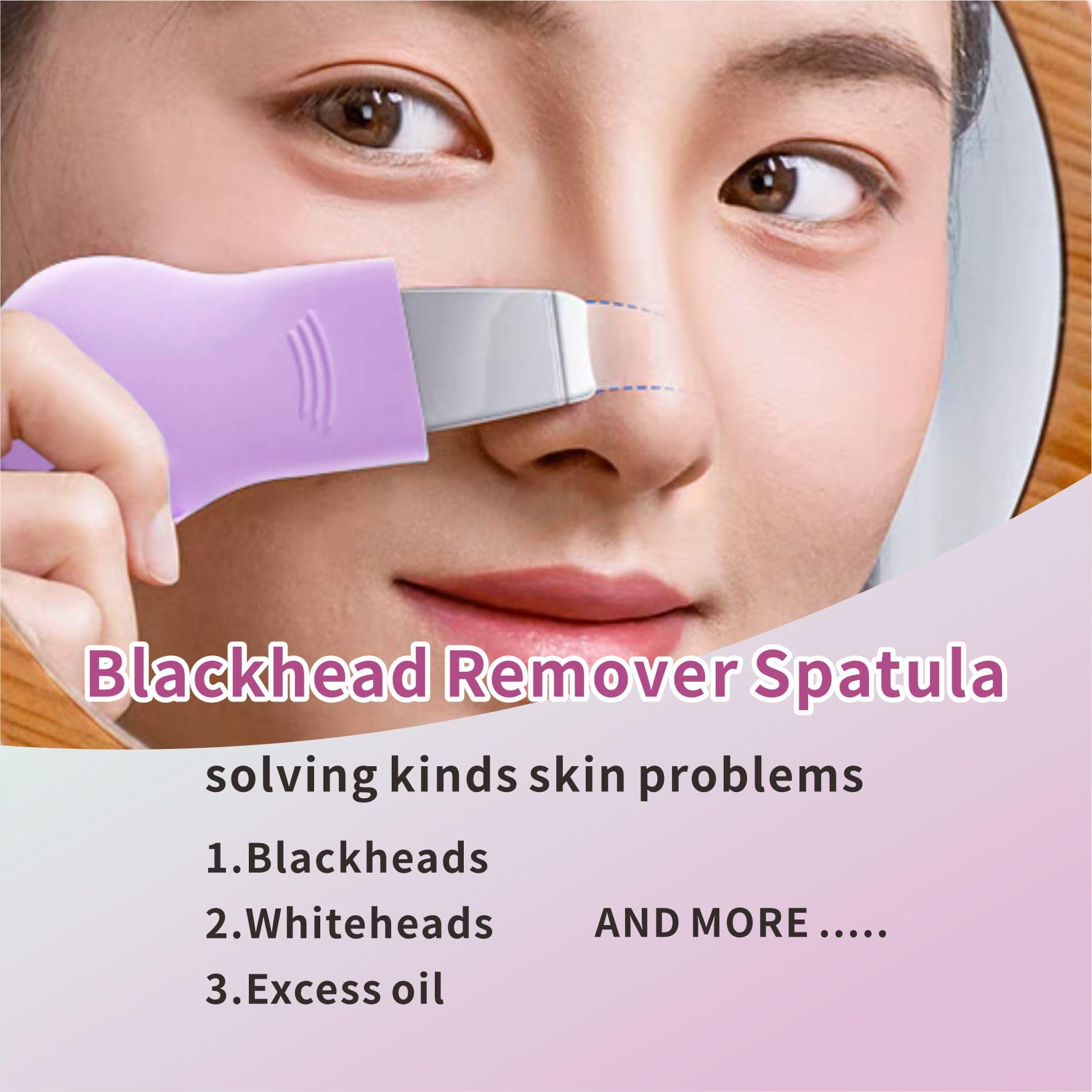 REVEX Blackhead Remover Tool dual-function close-up showing concave and convex spatula.