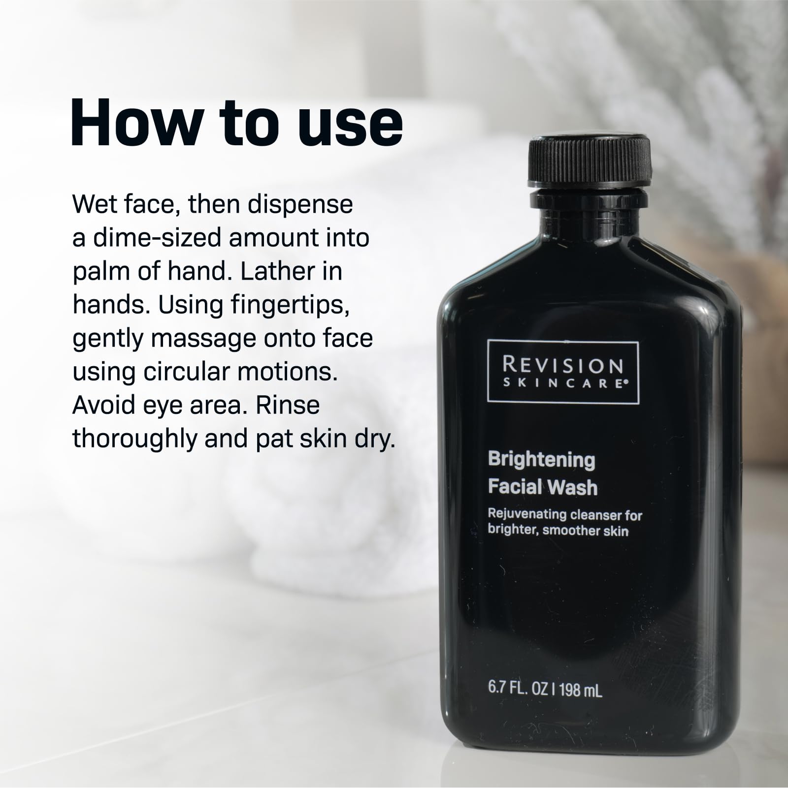 Revision Skincare Brightening Facial Wash exfoliation close-up suggests pore cleansing
