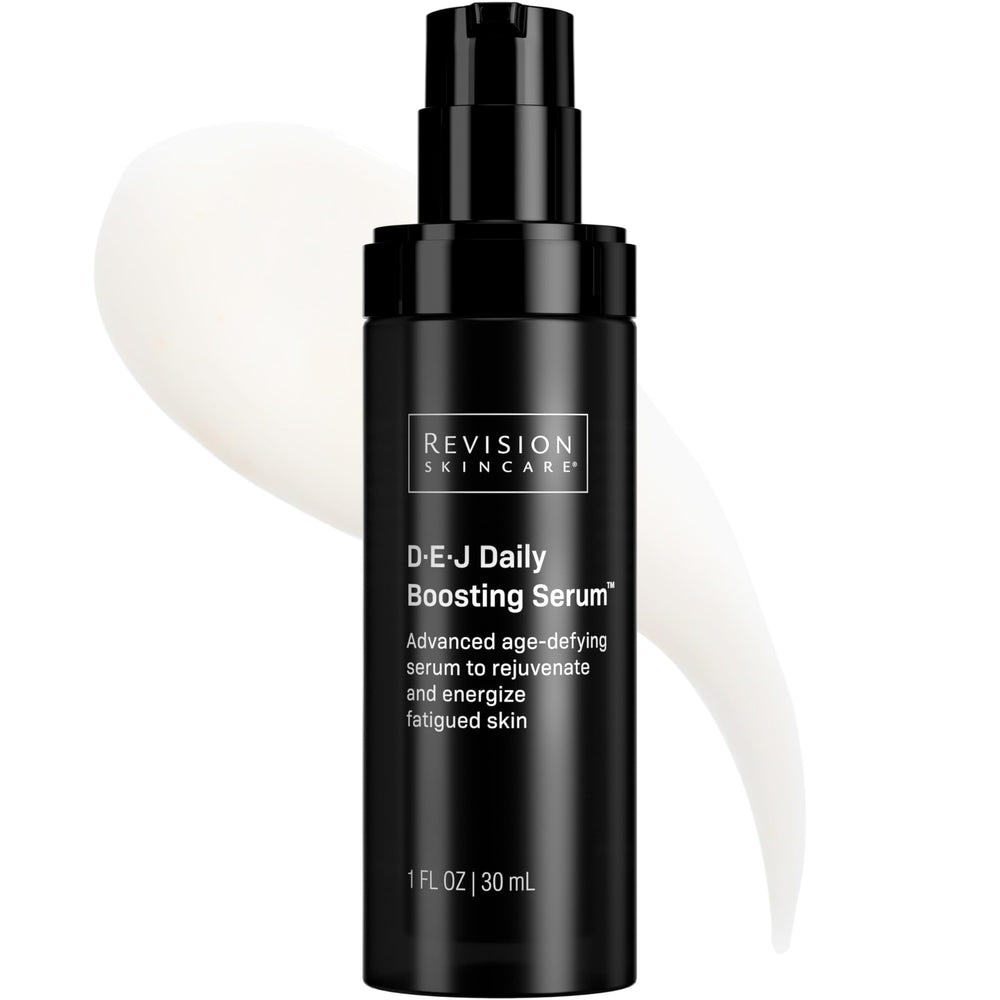 Revision Skincare D·E·J Daily Boosting Serum bottle for easy application.