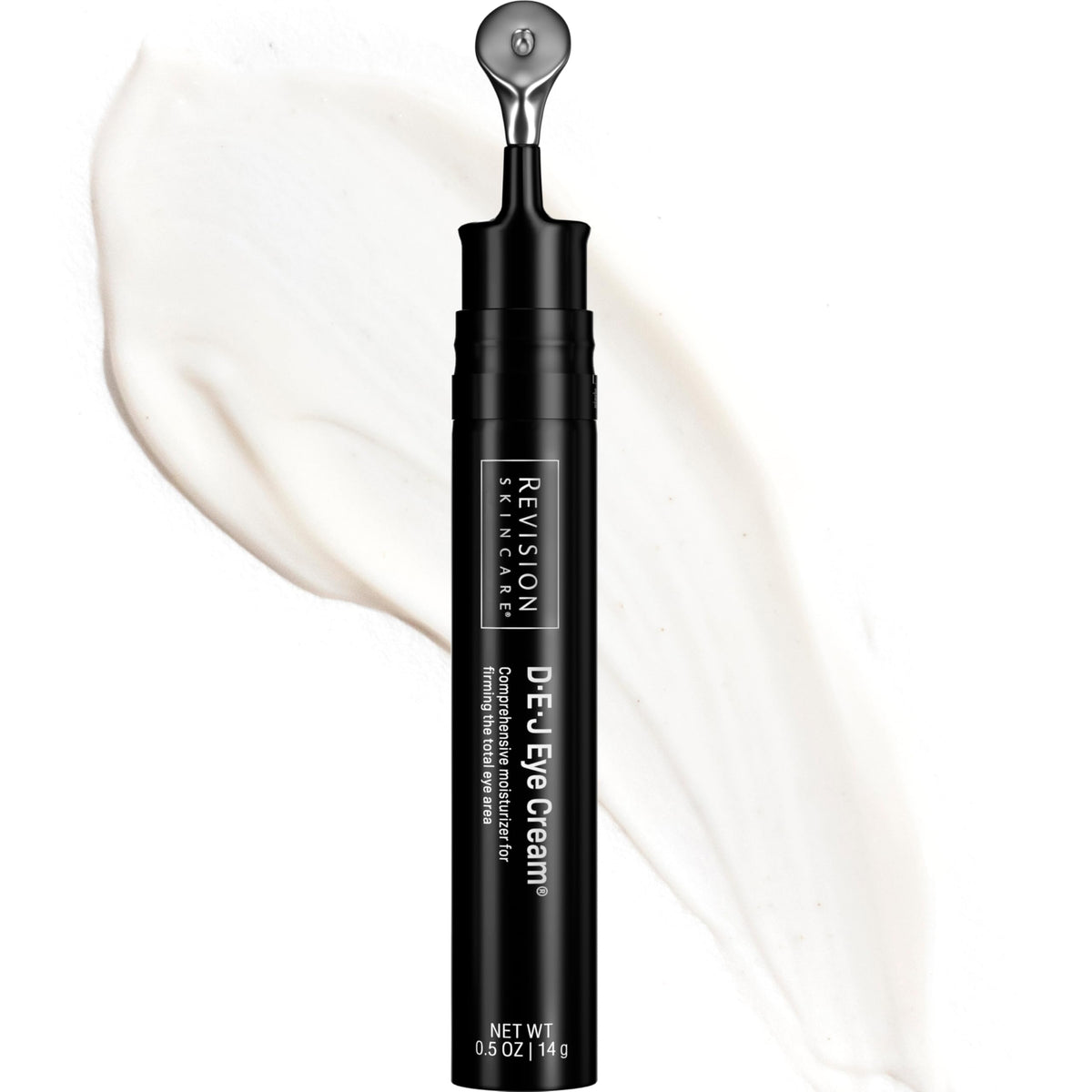 Revision Skincare D·E·J Eye Cream jar close-up showing rich texture for hydration.