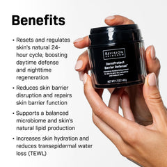 Aplicación de DermProtect con las manos, crema de rápida absorción para piel sensible.