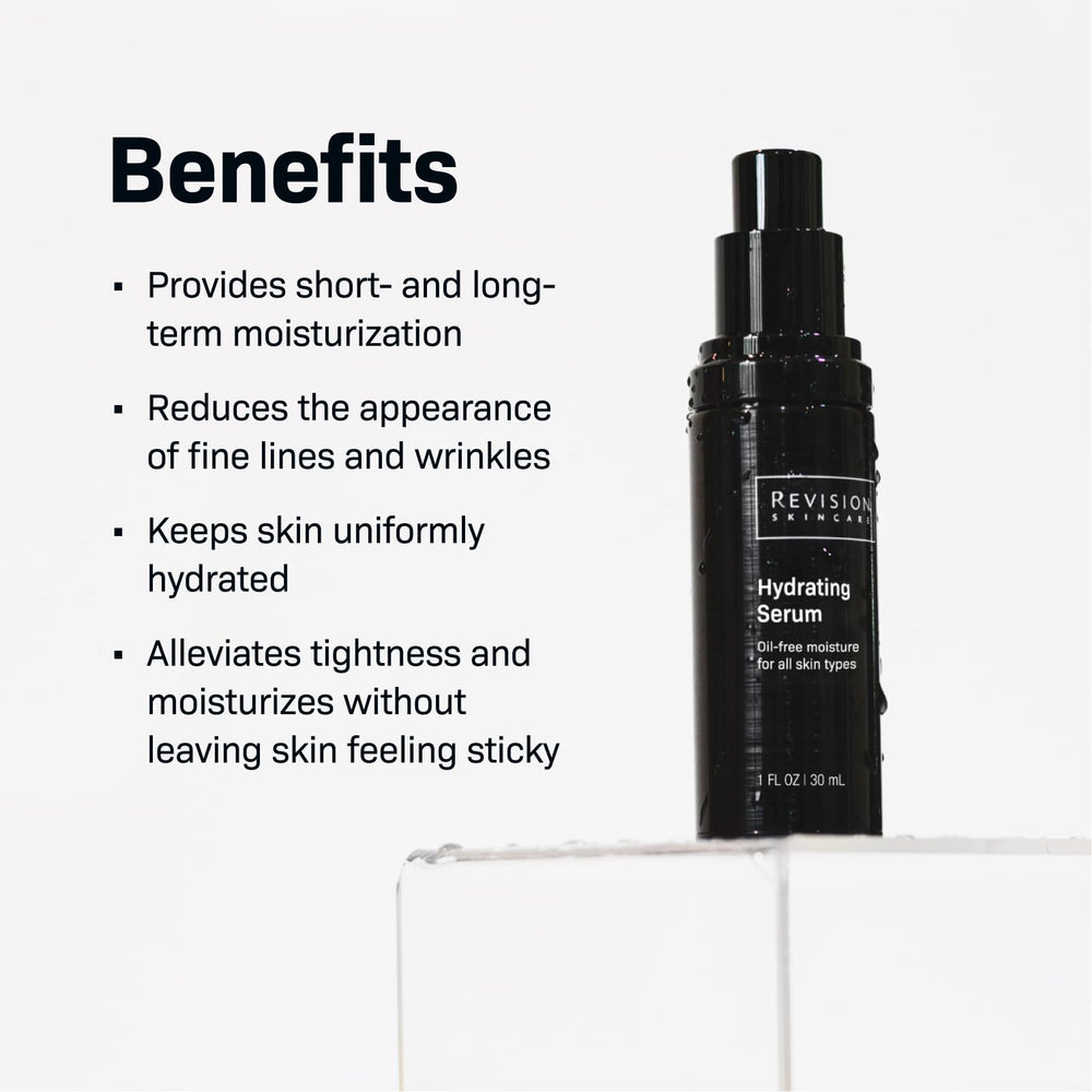 Revision Skincare Hydrating Serum texture closeup illustrating lightweight, non-greasy feel