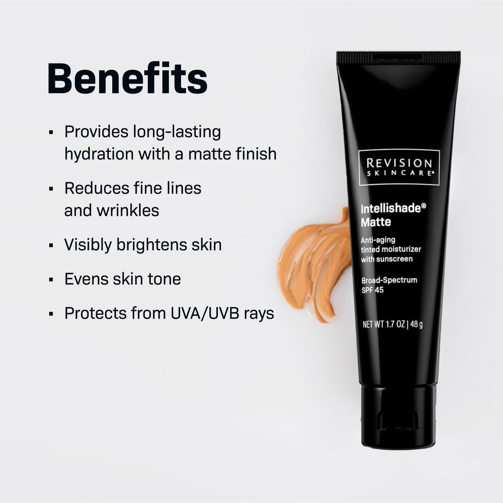 Intellishade Matte SPF 45 texture close-up reveals matte finish and smooth application