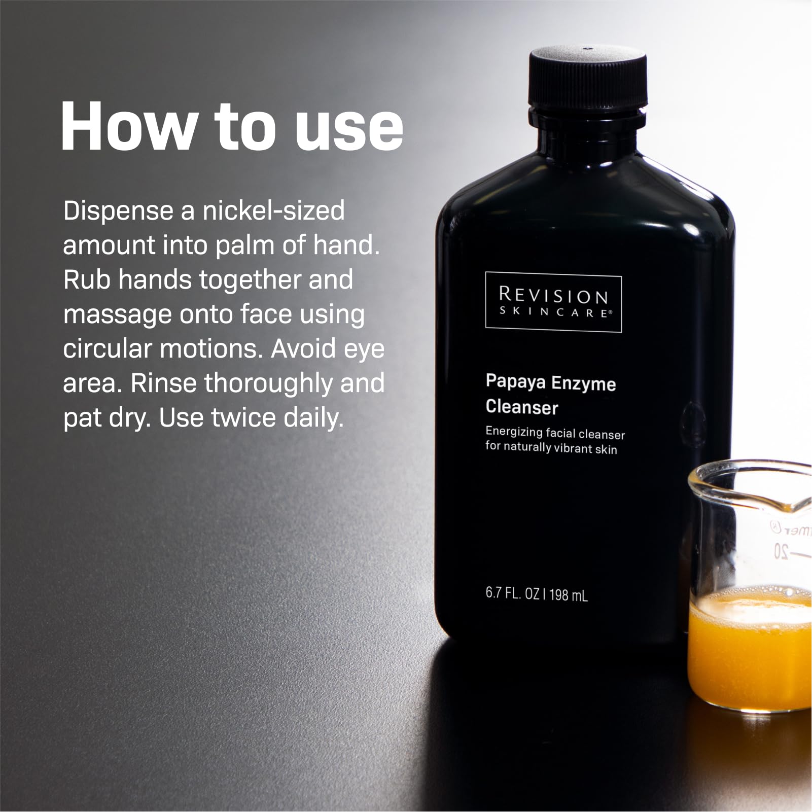 Revision Skincare Papaya Enzyme Cleanser label highlights papaya extract