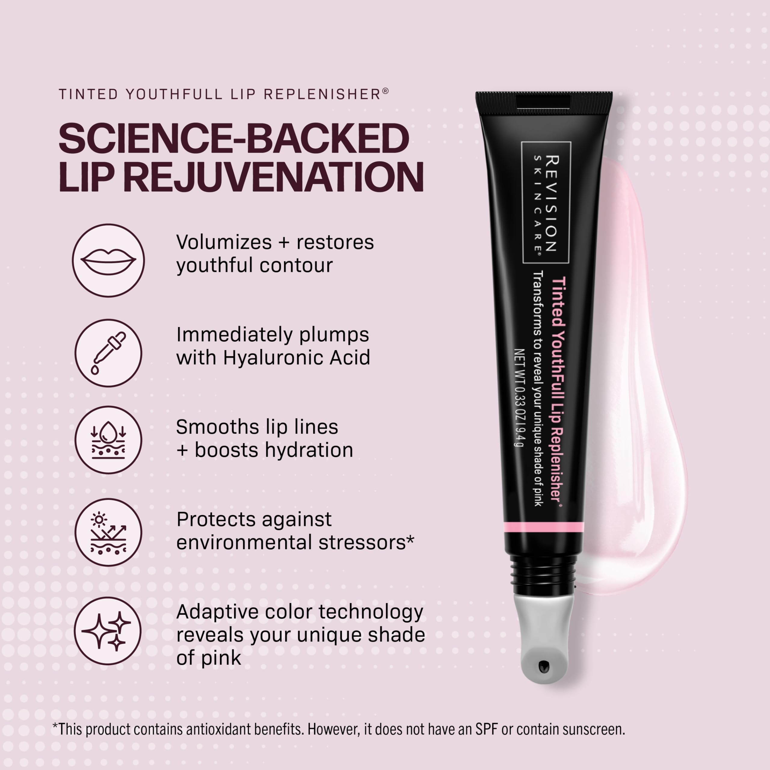 Revision Skincare Tinted YouthFull Lip Replenisher being applied for a smooth, natural glow.
