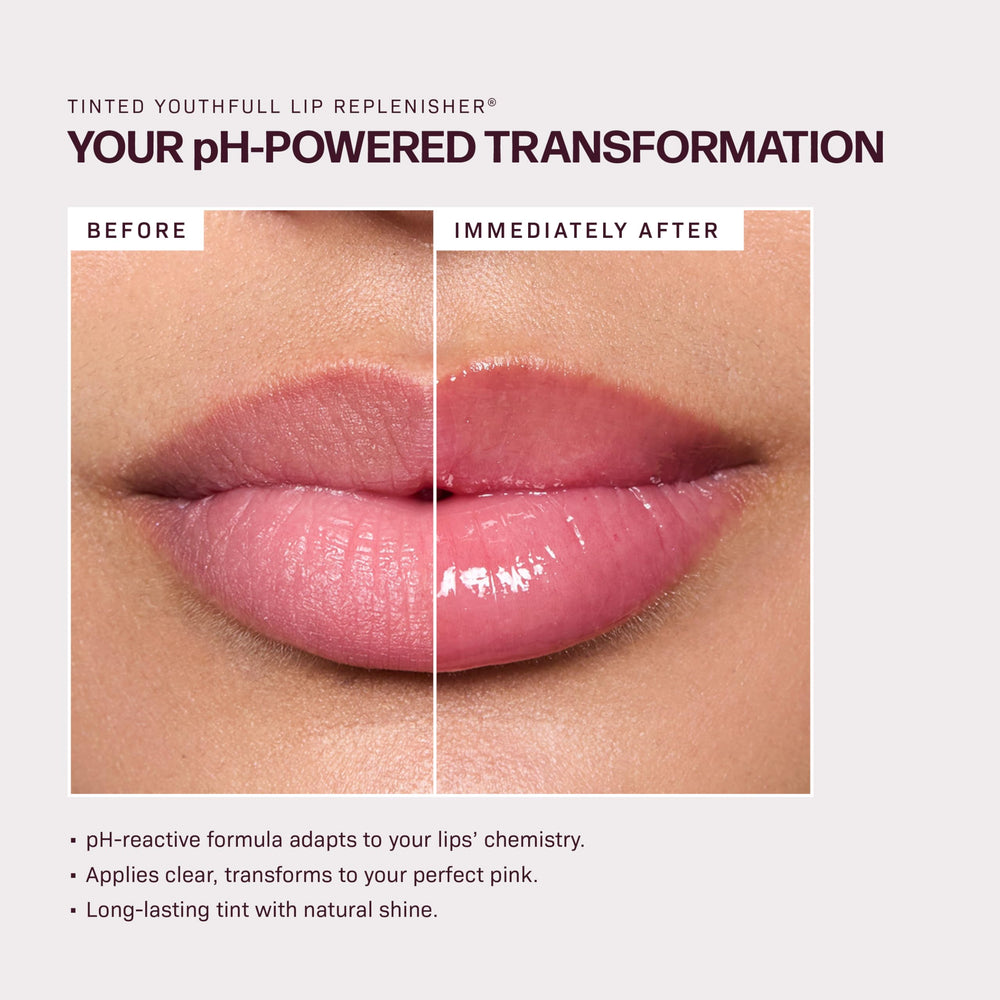 Revision Skincare Tinted YouthFull Lip Replenisher reveals pink tint during wear.