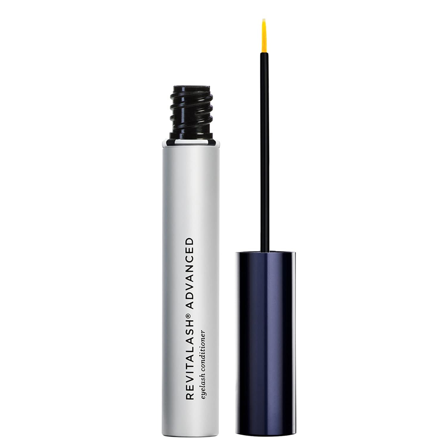 RevitaLash Advanced eyelash serum bottle showing conditioning action and premium packaging.