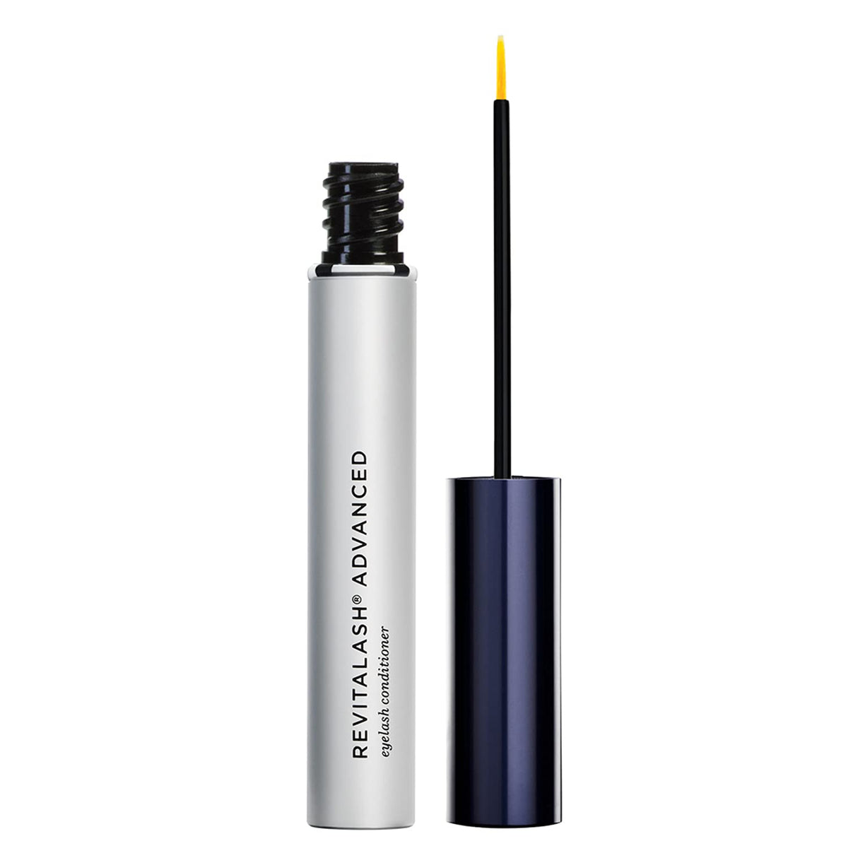 RevitaLash Advanced eyelash serum bottle showing conditioning action and premium packaging.