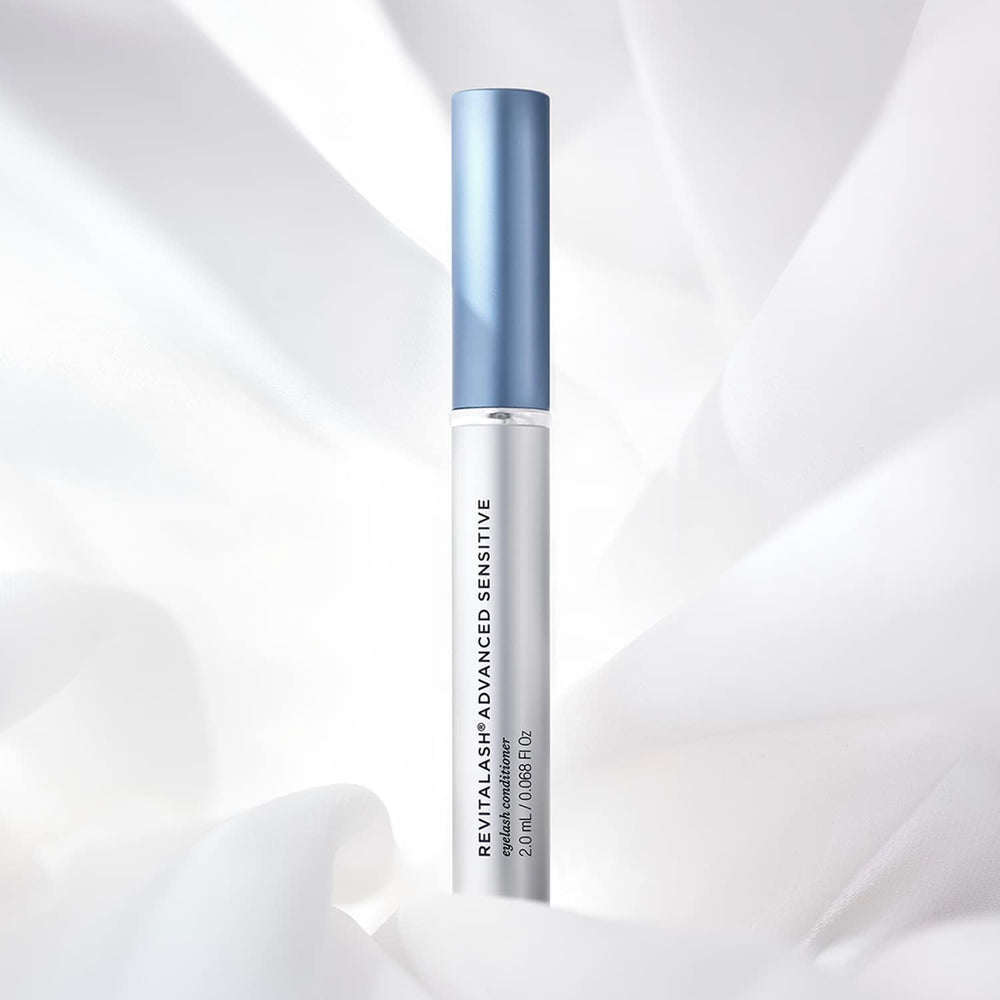 RevitaLash Advanced Sensitive Eyelash Serum box open with physician-approved branding