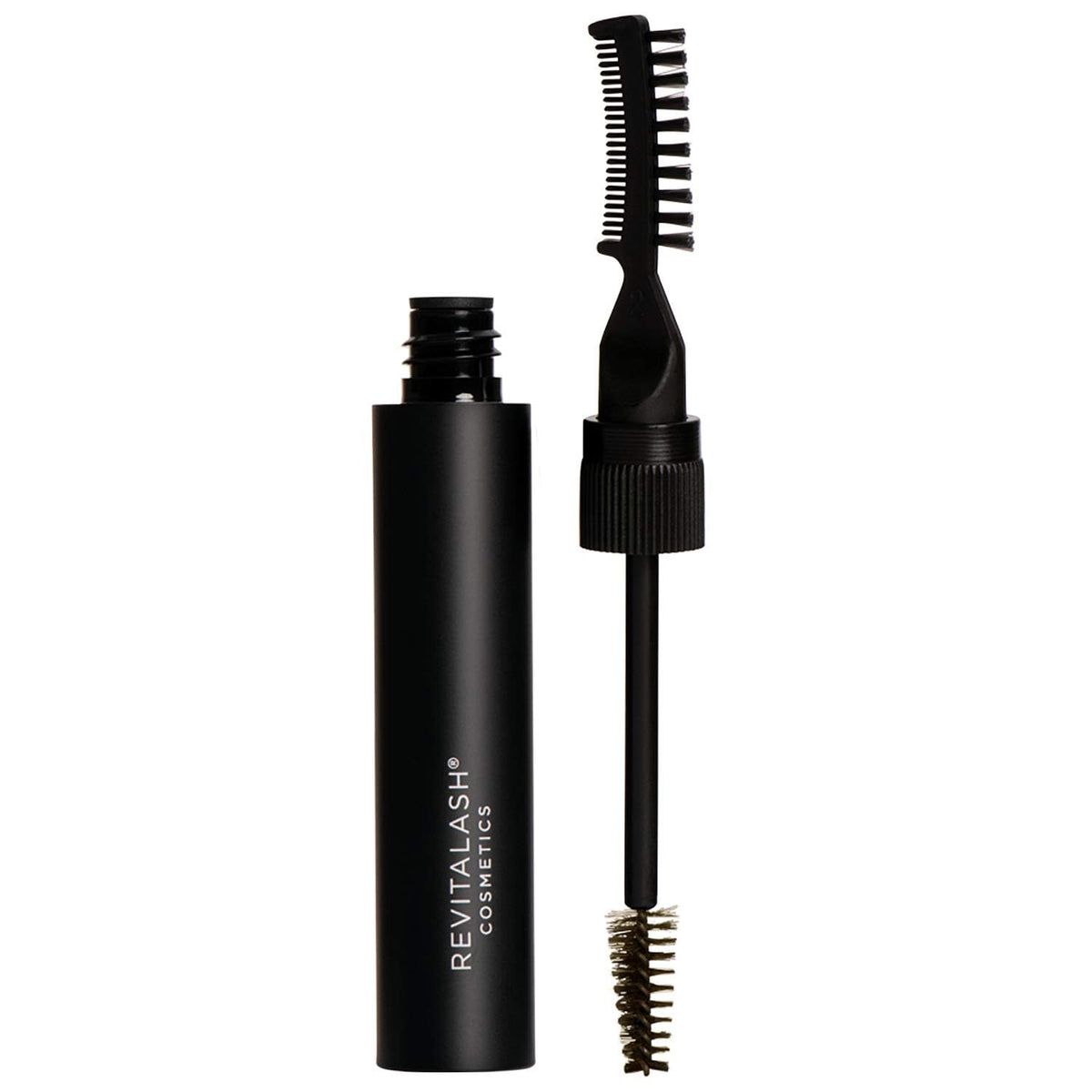 RevitaLash Hi-Def Brow Gel Soft Brown bottle close-up showing buildable color