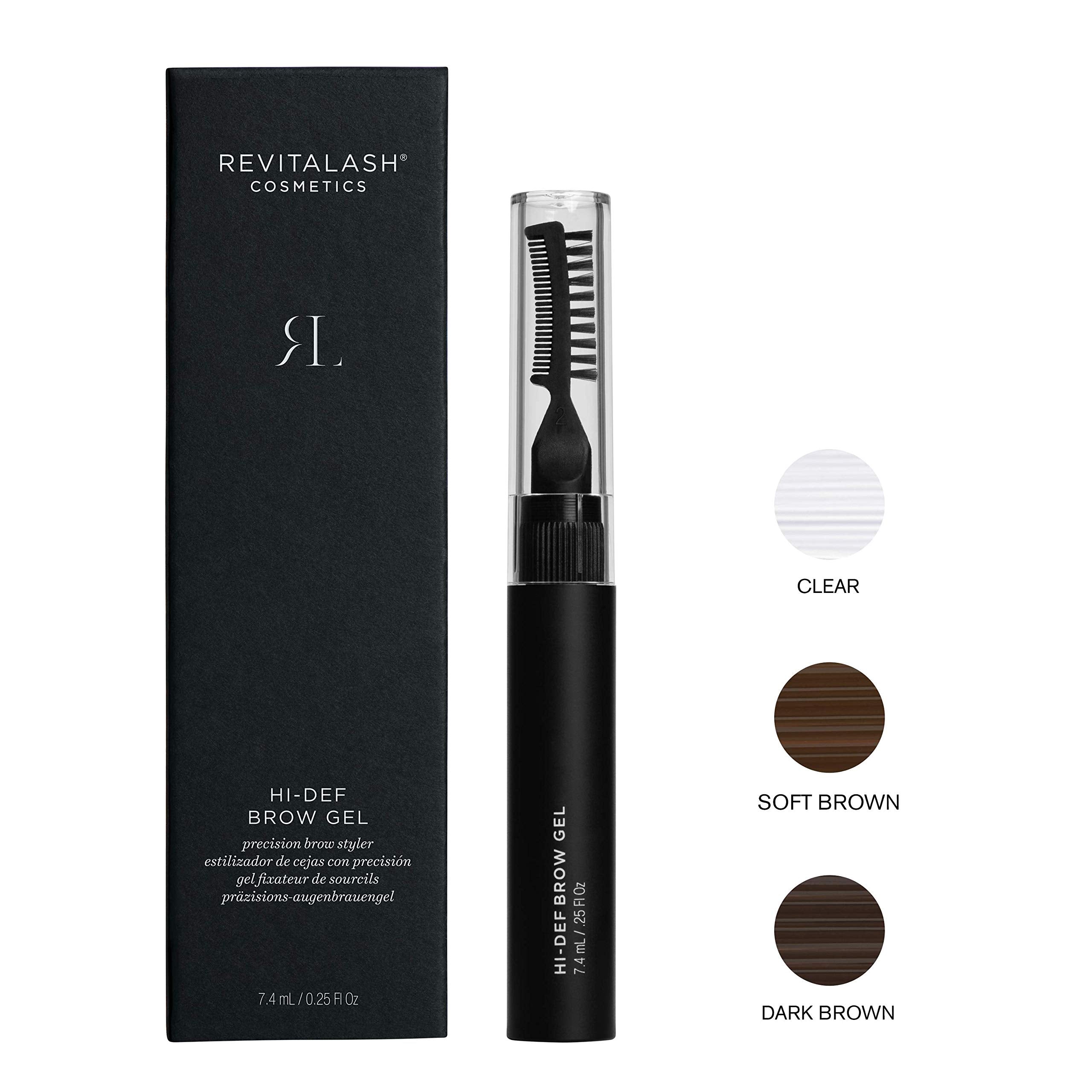 RevitaLash Hi-Def Brow Gel Soft Brown brush application demonstrates precise brow control