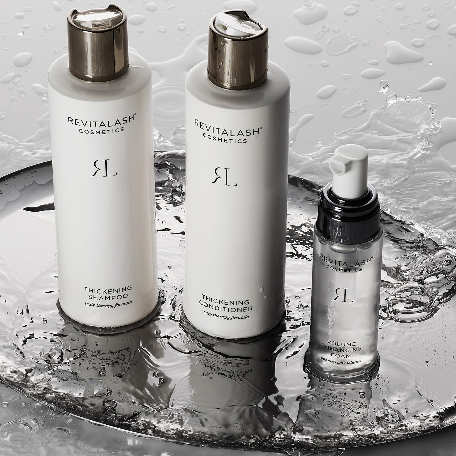 RevitaLash Volume Enhancing Foam concept image suggests hair improvement