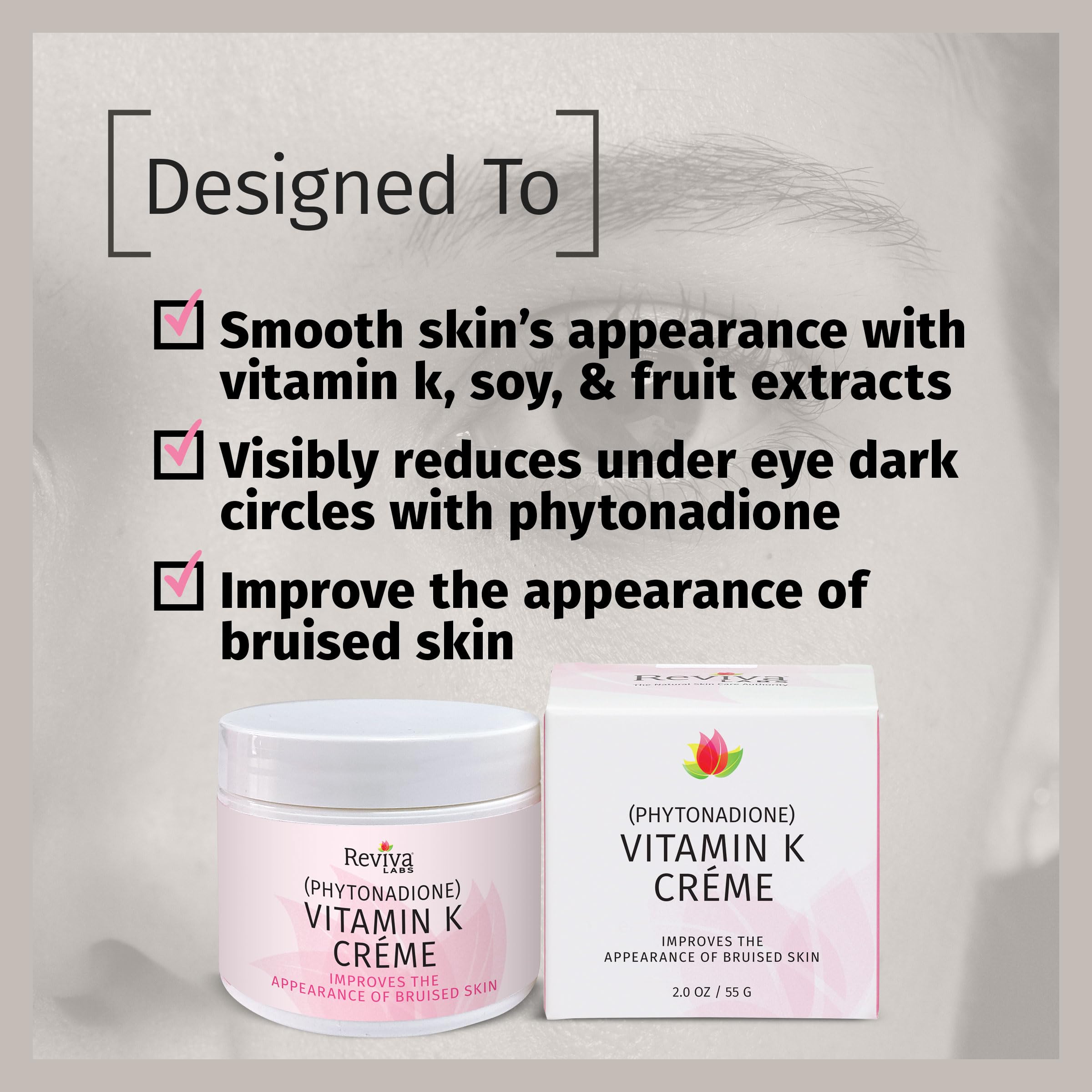 Reviva Labs Vitamina K crema aceite de soja para hidratación