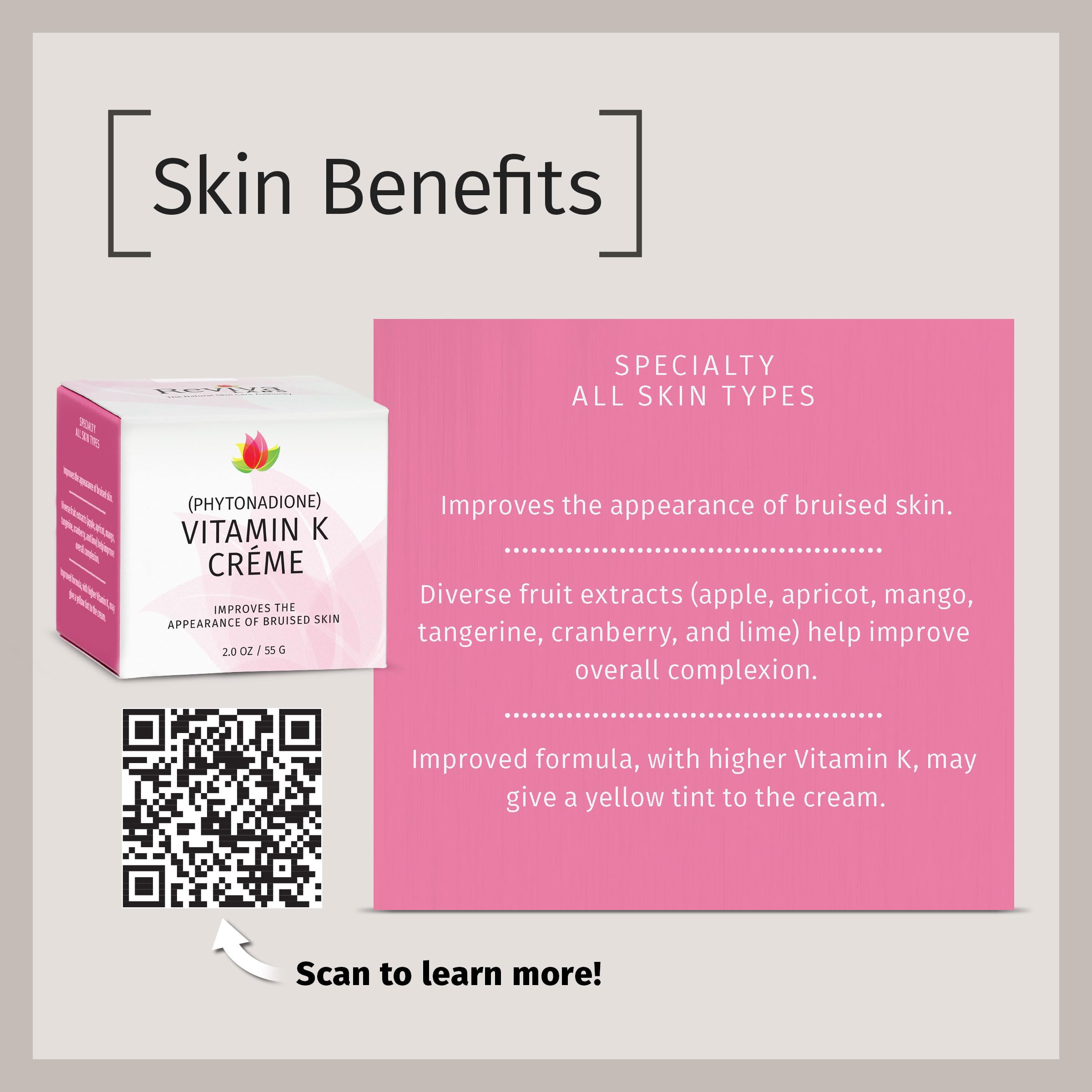 Reviva Labs Vitamina K crema extractos de frutas para nutrición de la piel