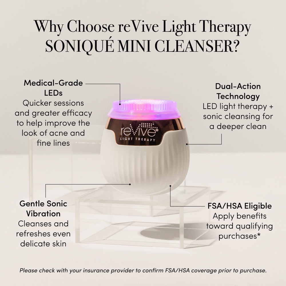 reVive Light Therapy Sonique Mini interchangeable silicone heads for gentle cleansing