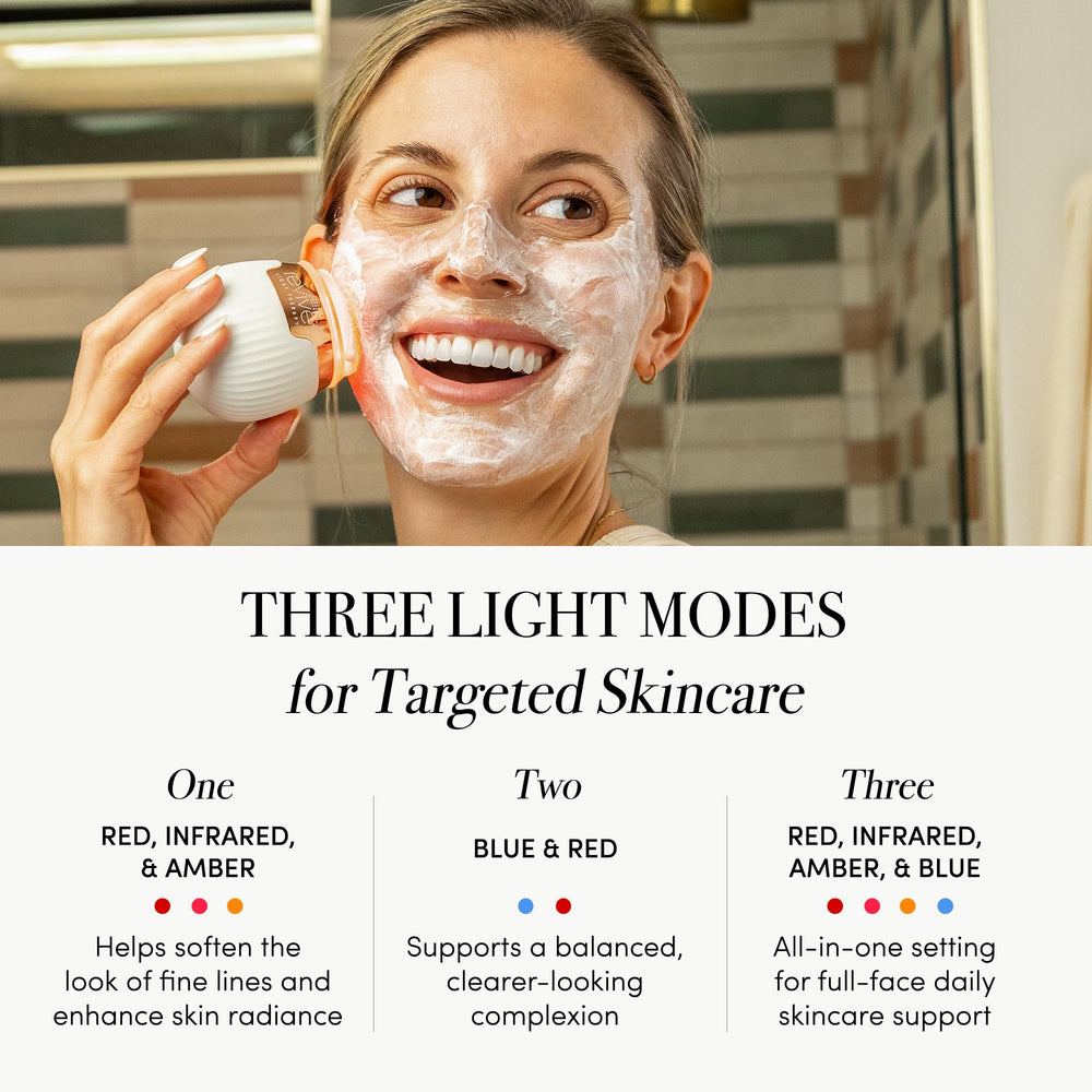 reVive Light Therapy Sonique Mini LED panel with blue and red lights for cleansing