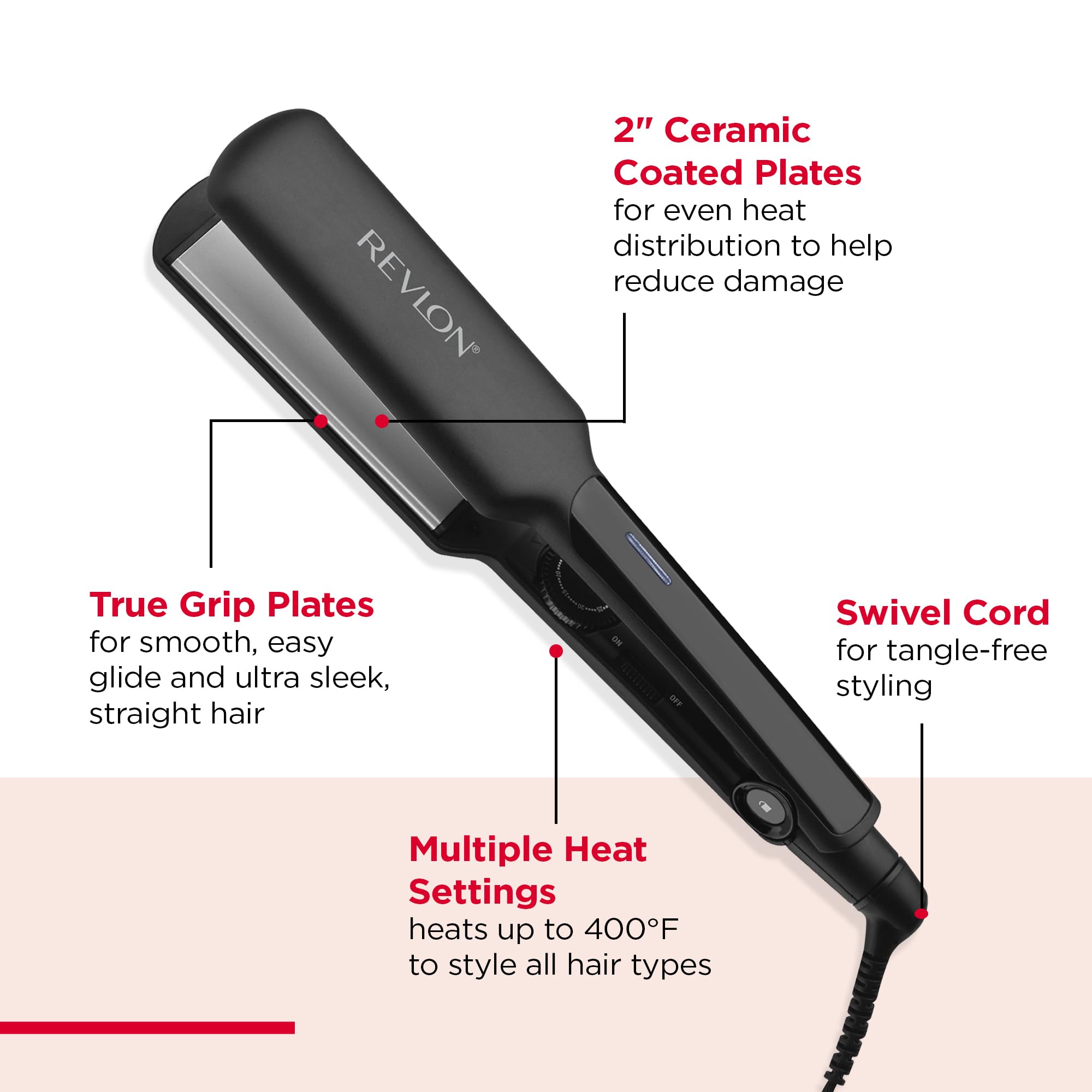REVLON all-hair-types flat iron achieves ultra-straight looks near roots