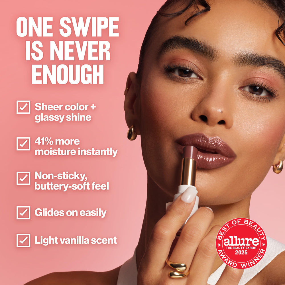REVLON Balsamo Brillo Labios Textura Suave: sensacion cremosa sin pegar.