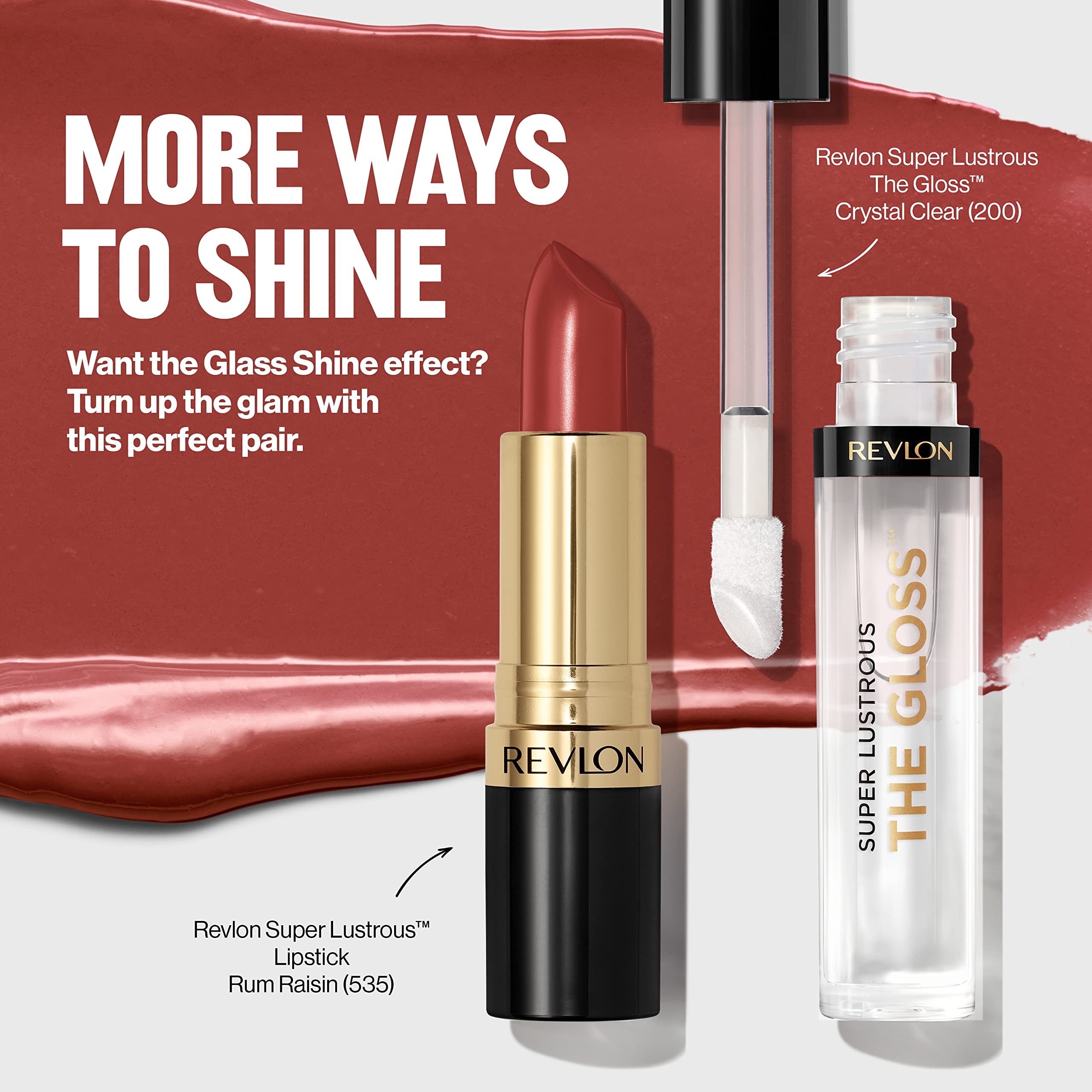 REVLON brillo labial Crystal Clear acabado de alto brillo para eventos.