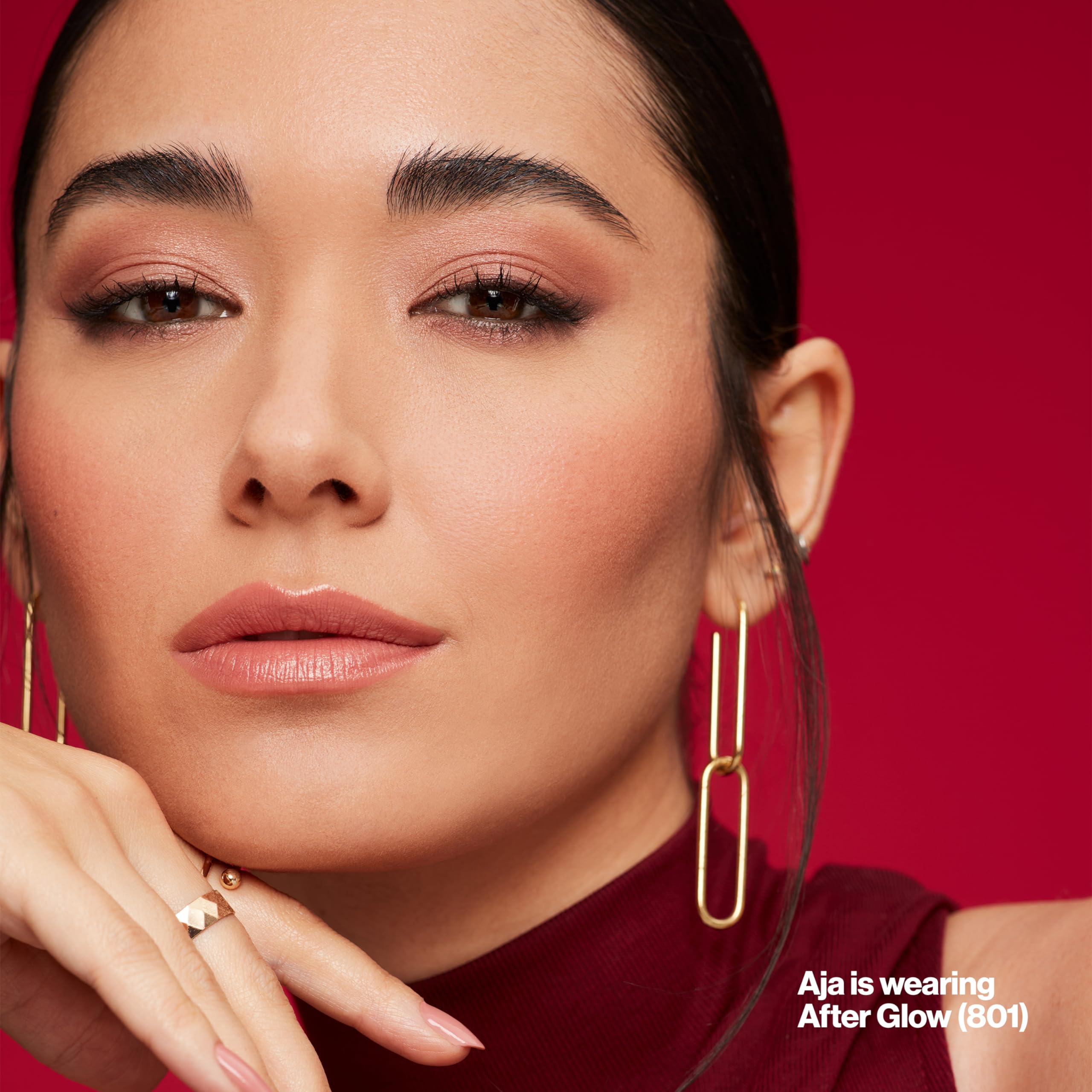 Revlon Caramel Glace lip color display showcases vibrant shade options and easy pairing.
