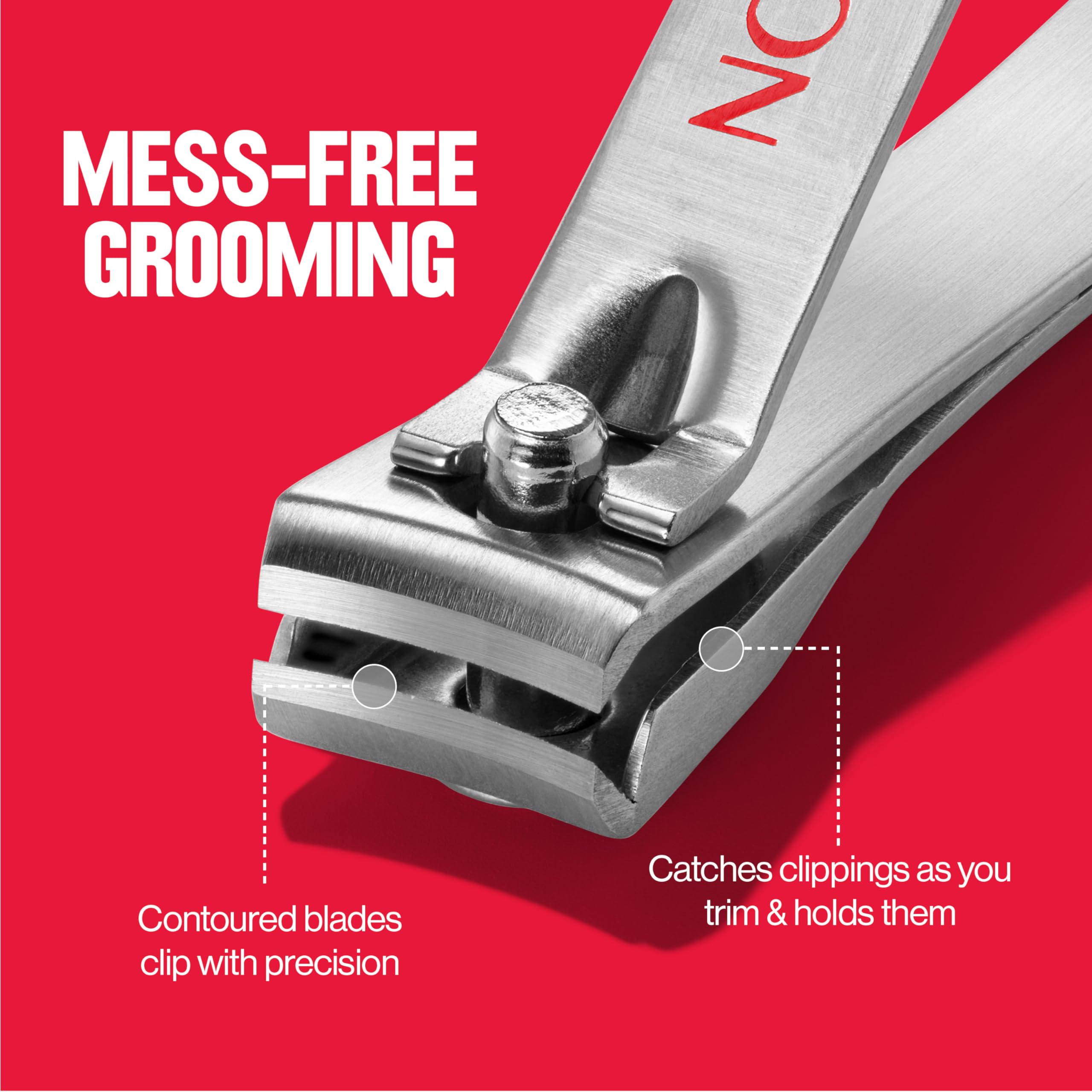 REVLON Catch-All Nail Clipper built-in catcher prevents mess during trimming.