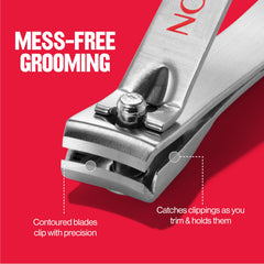 REVLON Catch-All Nail Clipper built-in catcher prevents mess during trimming.