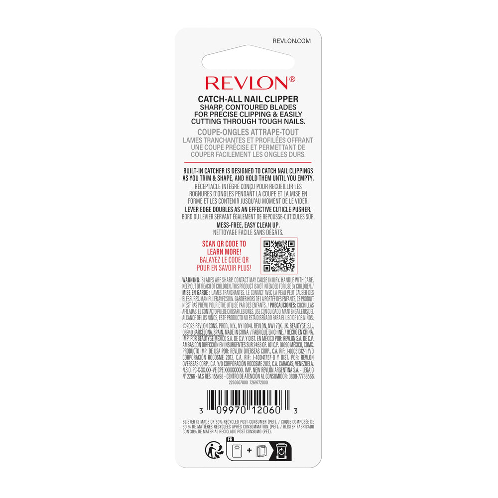REVLON Catch-All Nail Clipper compact design fits in grooming kit.
