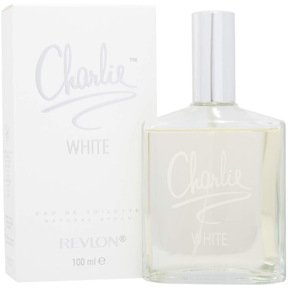 Front view of REVLON Charlie White 3.4 oz bottle on shelf.