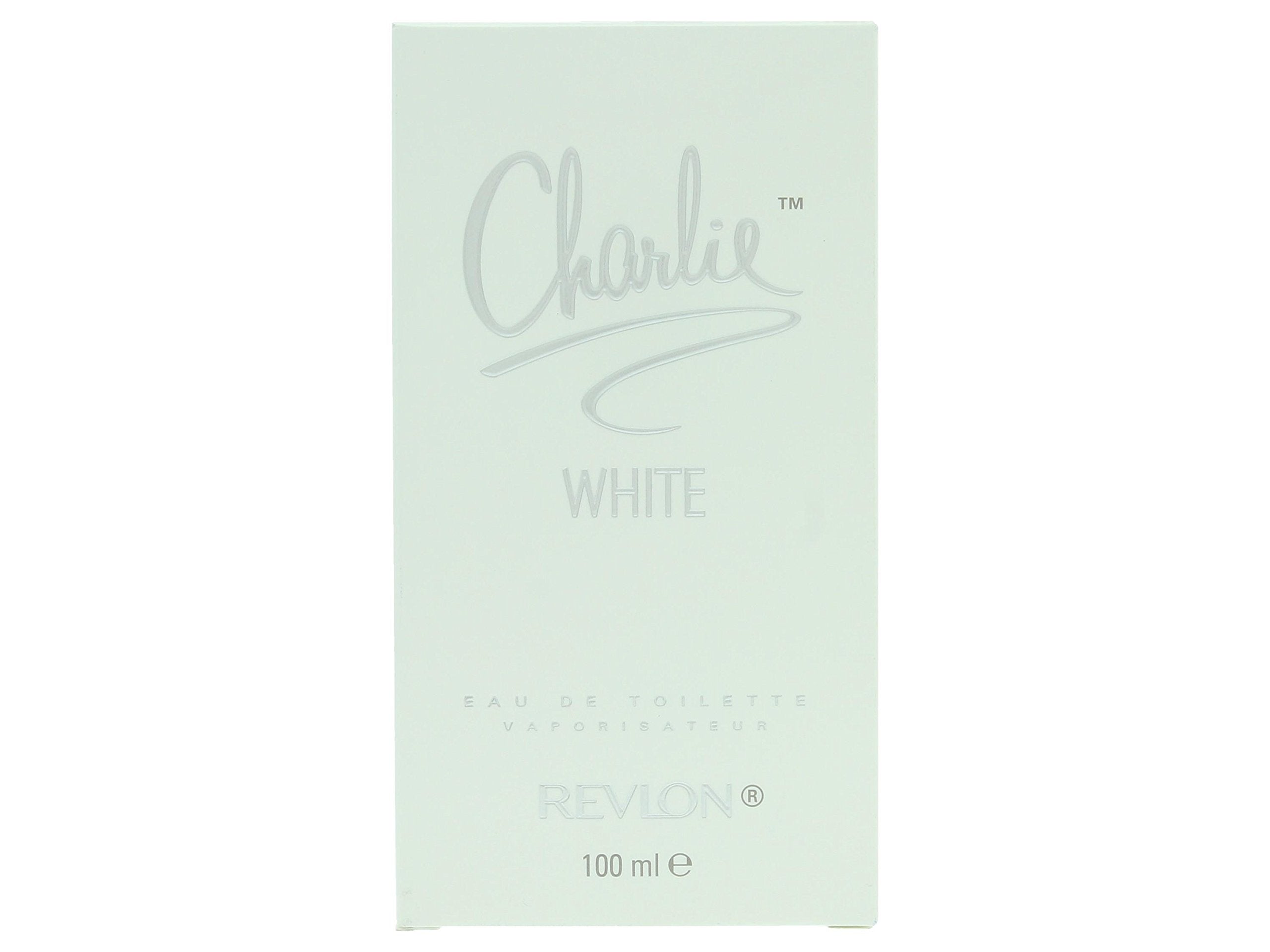 Charlie White packaging shown beside flowers for a feminine, refreshing scent.