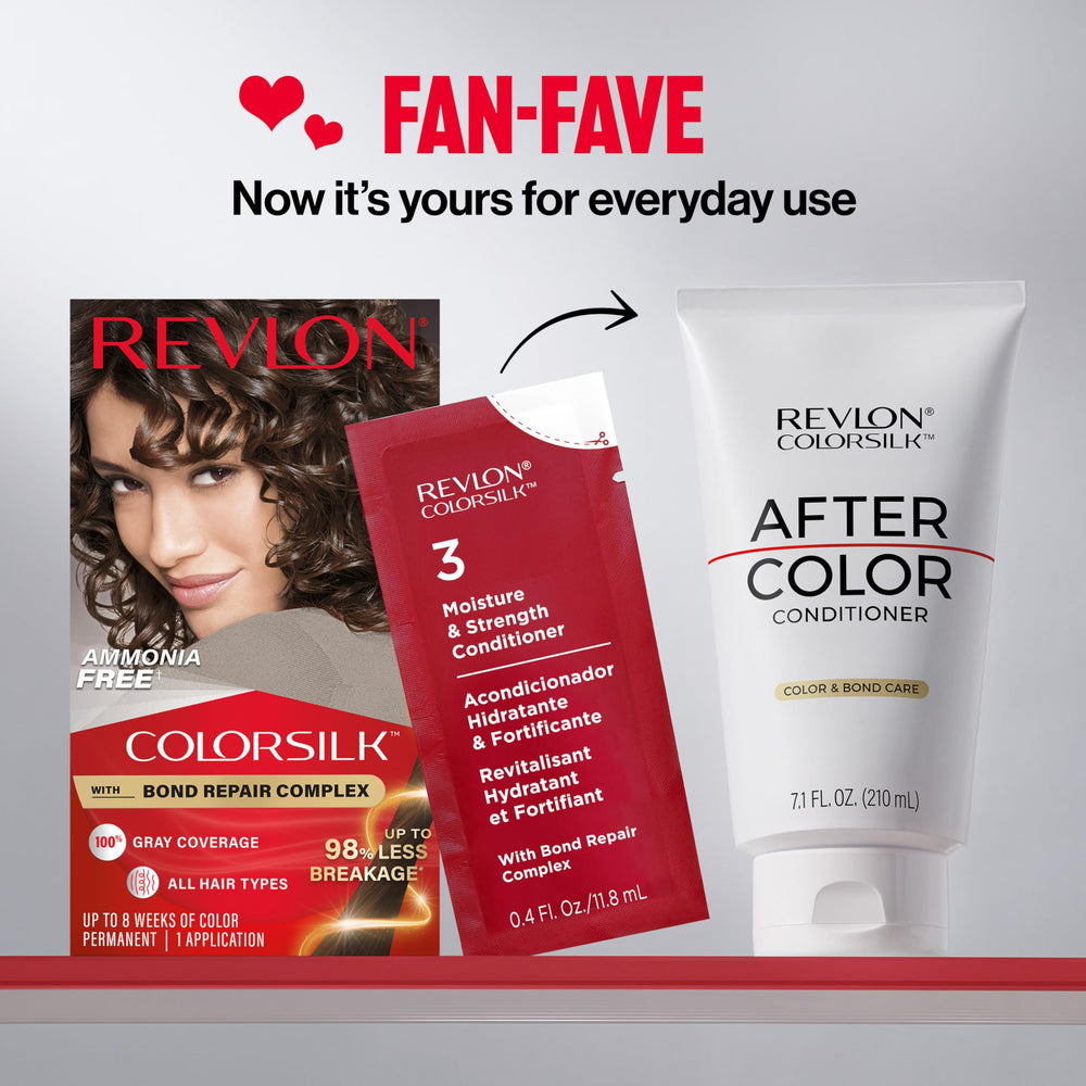 Aplicación del acondicionador Revlon ColorSilk After Color en cabello