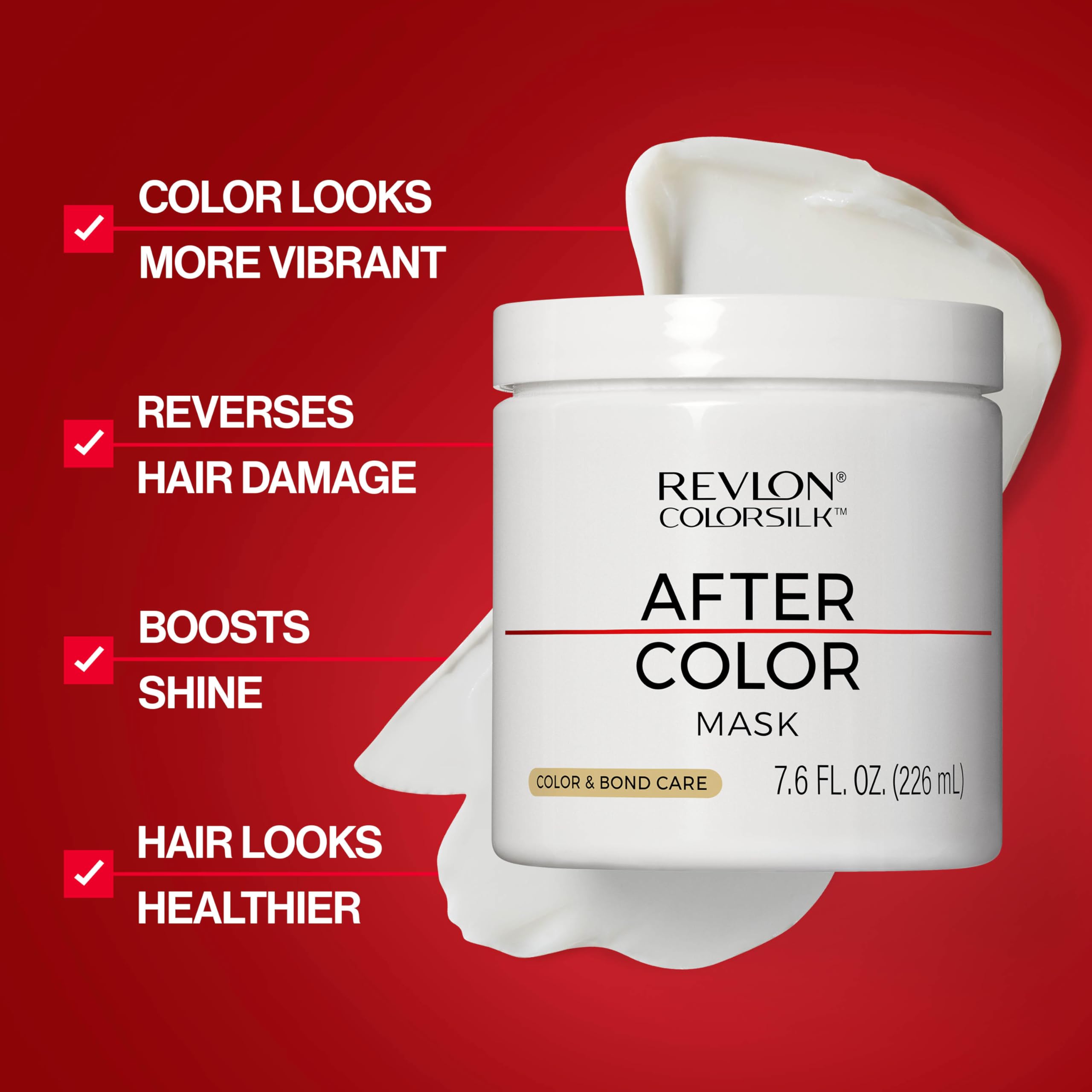 REVLON ColorSilk After Color Care Mask packaging front showcasing vegan formula