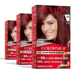 Revlon ColorSilk Auburn Brown bond-repair pack3: even color with reduced breakage.