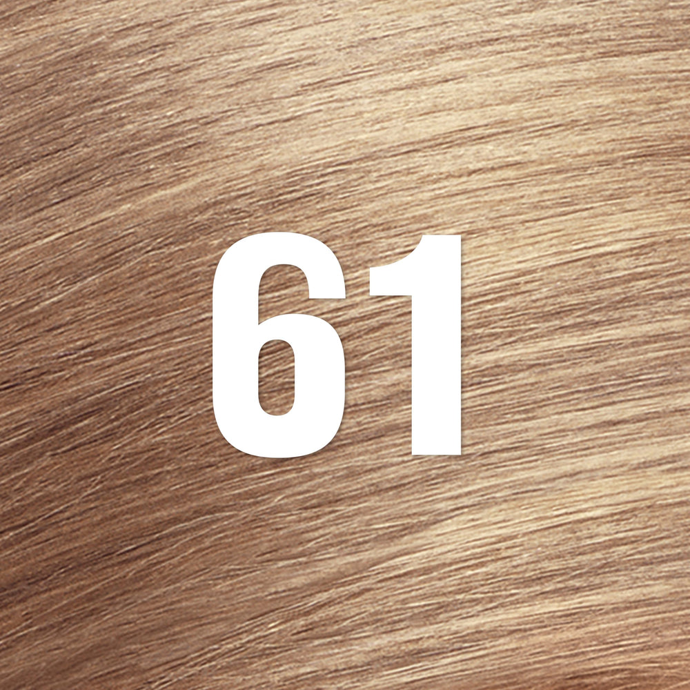 Revlon ColorSilk blonde 61 dark blonde swatches show shade range.