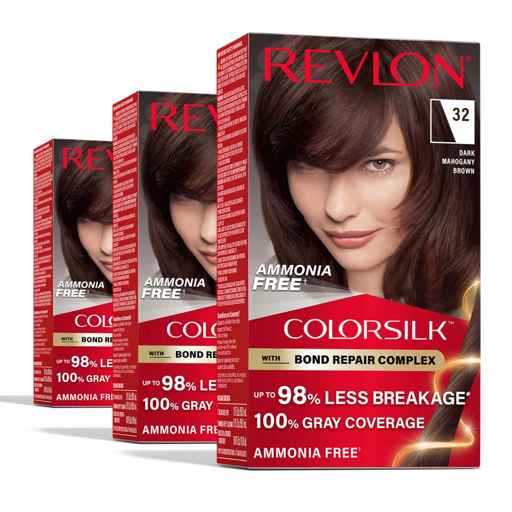 REVLON ColorSilk bond repair bottle with ammonia-free formula for vibrant color