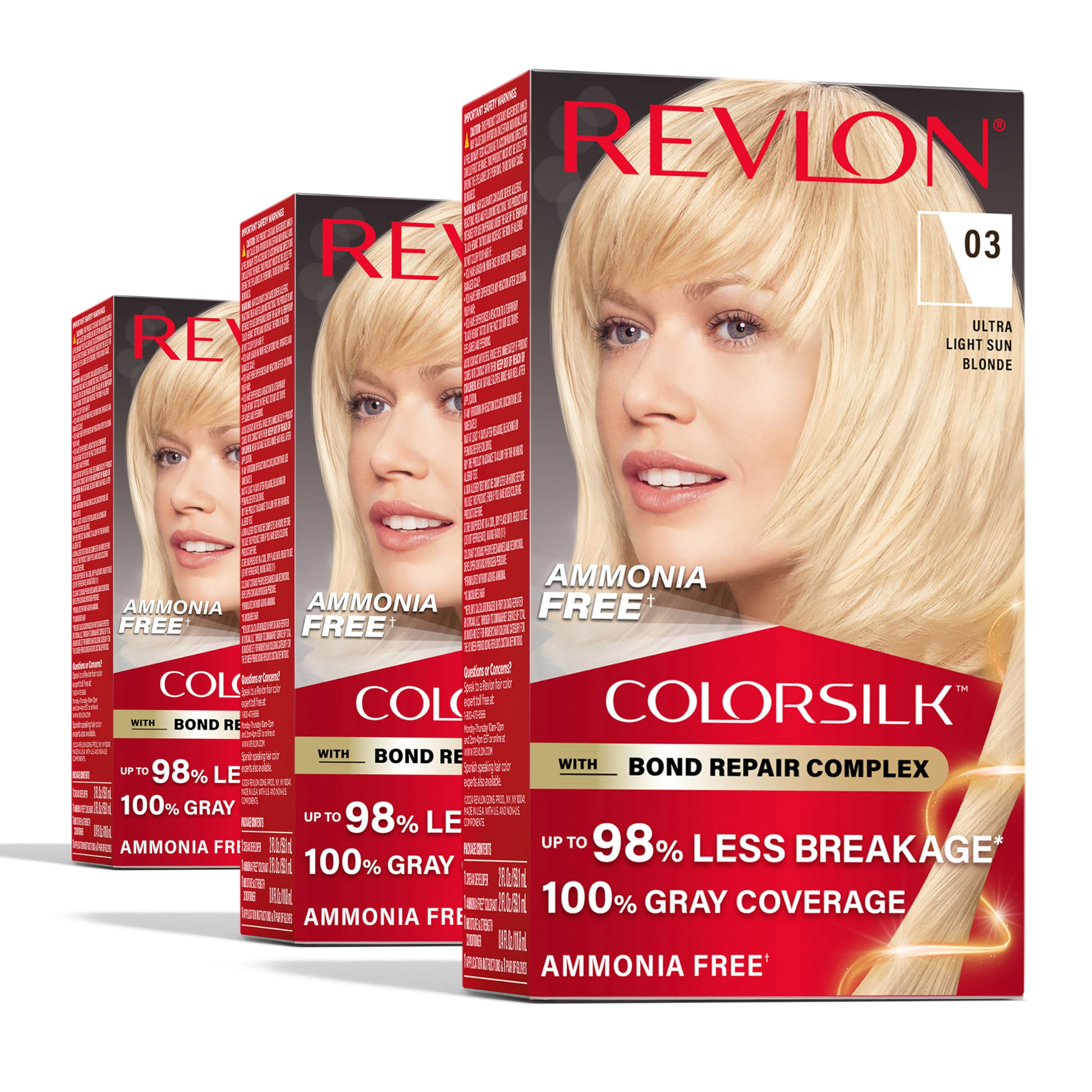 REVLON ColorSilk bond repair bottle highlights repair-focused formula