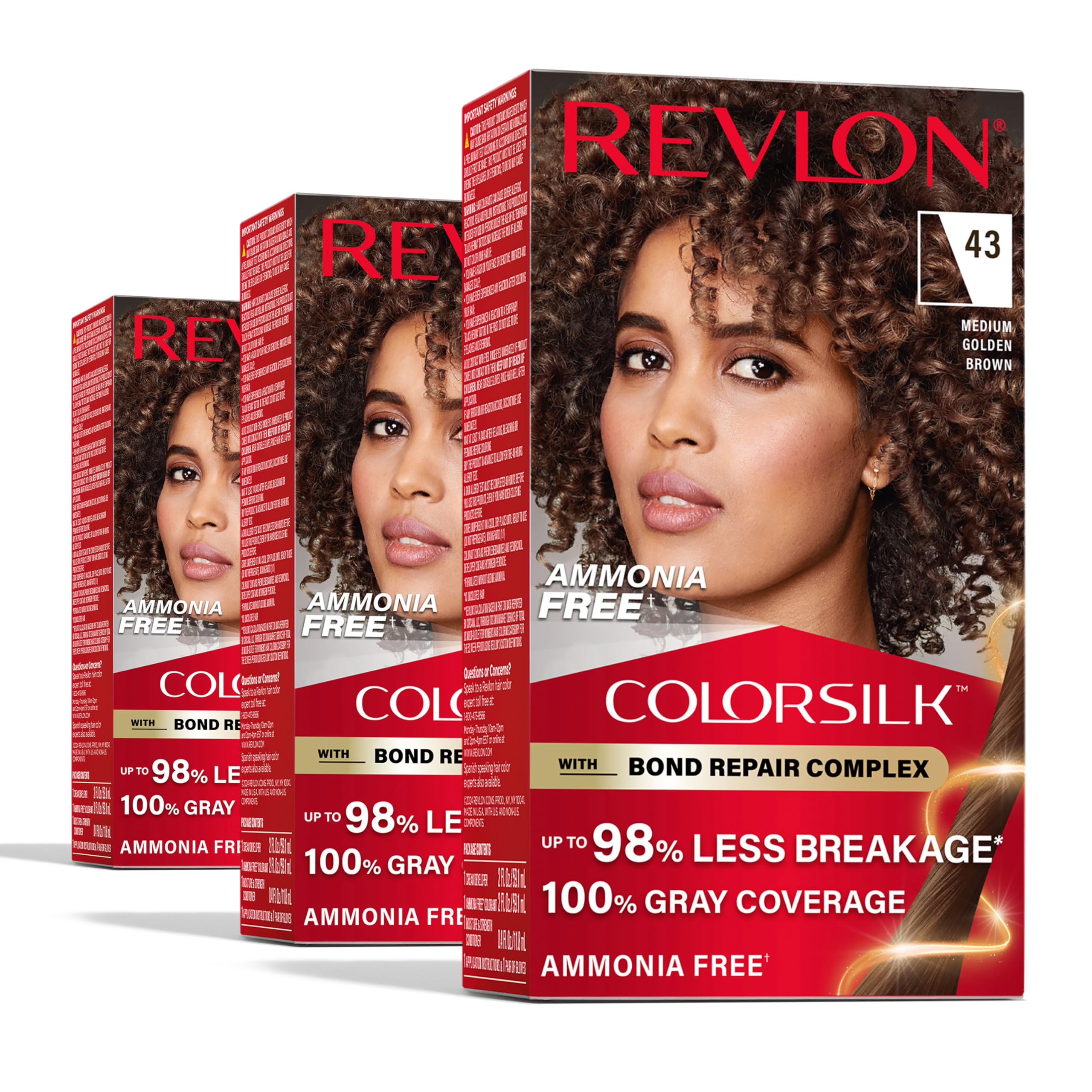 Revlon ColorSilk Bond Repair brown 43 bottle pour shows no-drip application