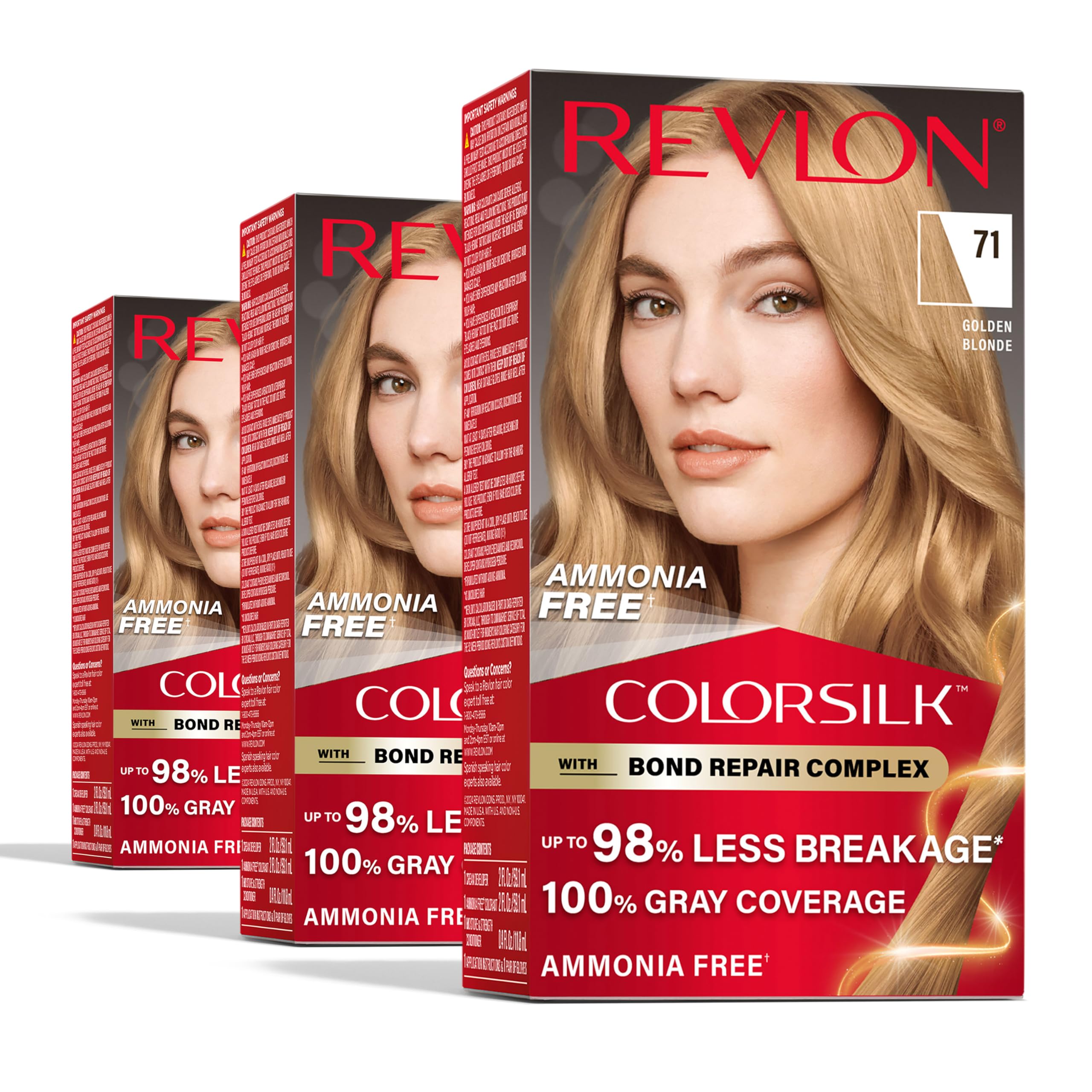 Revlon ColorSilk Bond Repair Complex box emphasizes color and repair potential.