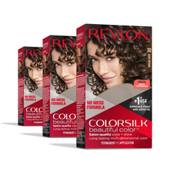 Revlon Colorsilk Dark Brown 30, pack of 3, at-home color with gray coverage and shine