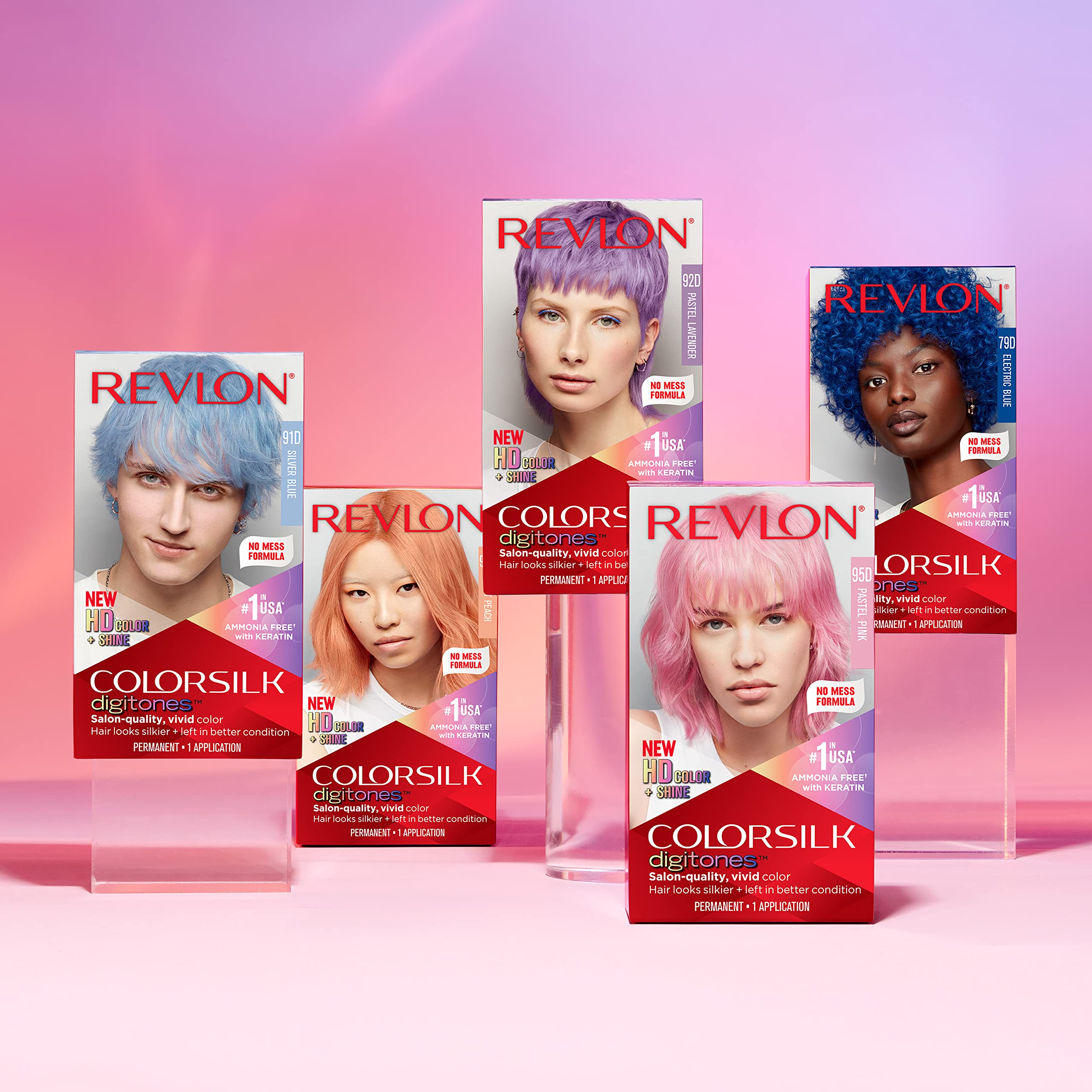 Revlon ColorSilk Digitones pastel lavender no-mess-application guide demonstrates cleanup ease