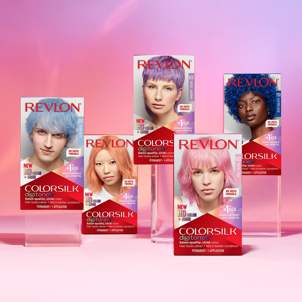 Revlon ColorSilk Digitones pastel lavender no-mess-application guide demonstrates cleanup ease
