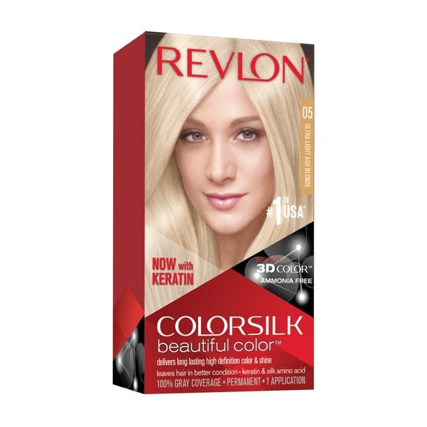 Revlon Colorsilk pack-3 shade ash blonde showing complete at-home coloring setup