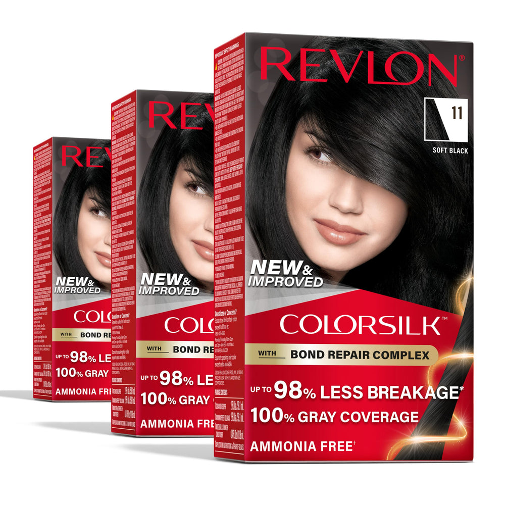 Revlon ColorSilk Soft Black bottle ready for at-home color.