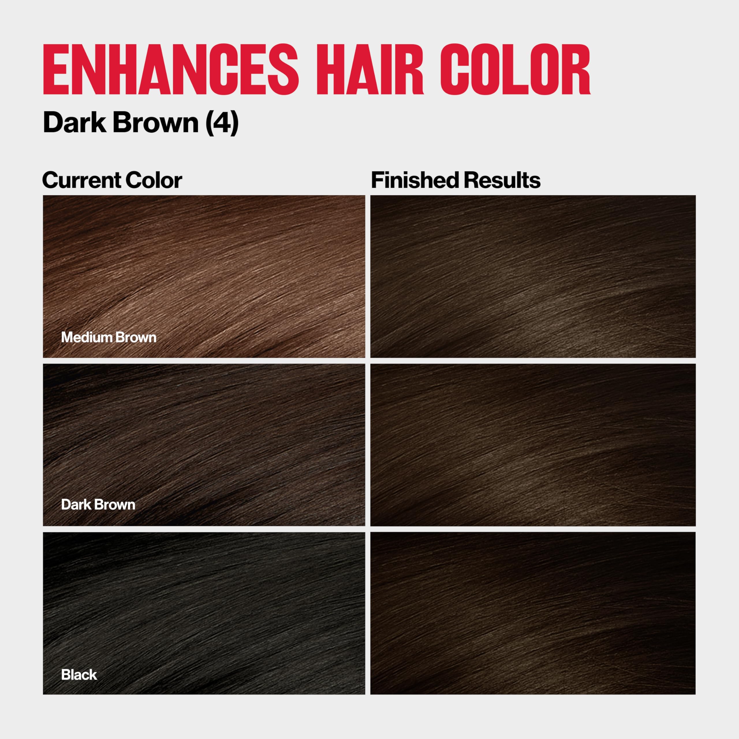Revlon ColorSilk Tone + Gloss + Care application scene shows even color distribution.