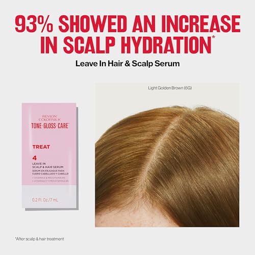 REVLON ColorSilk Tone Gloss Care finished hair with radiant shine.
